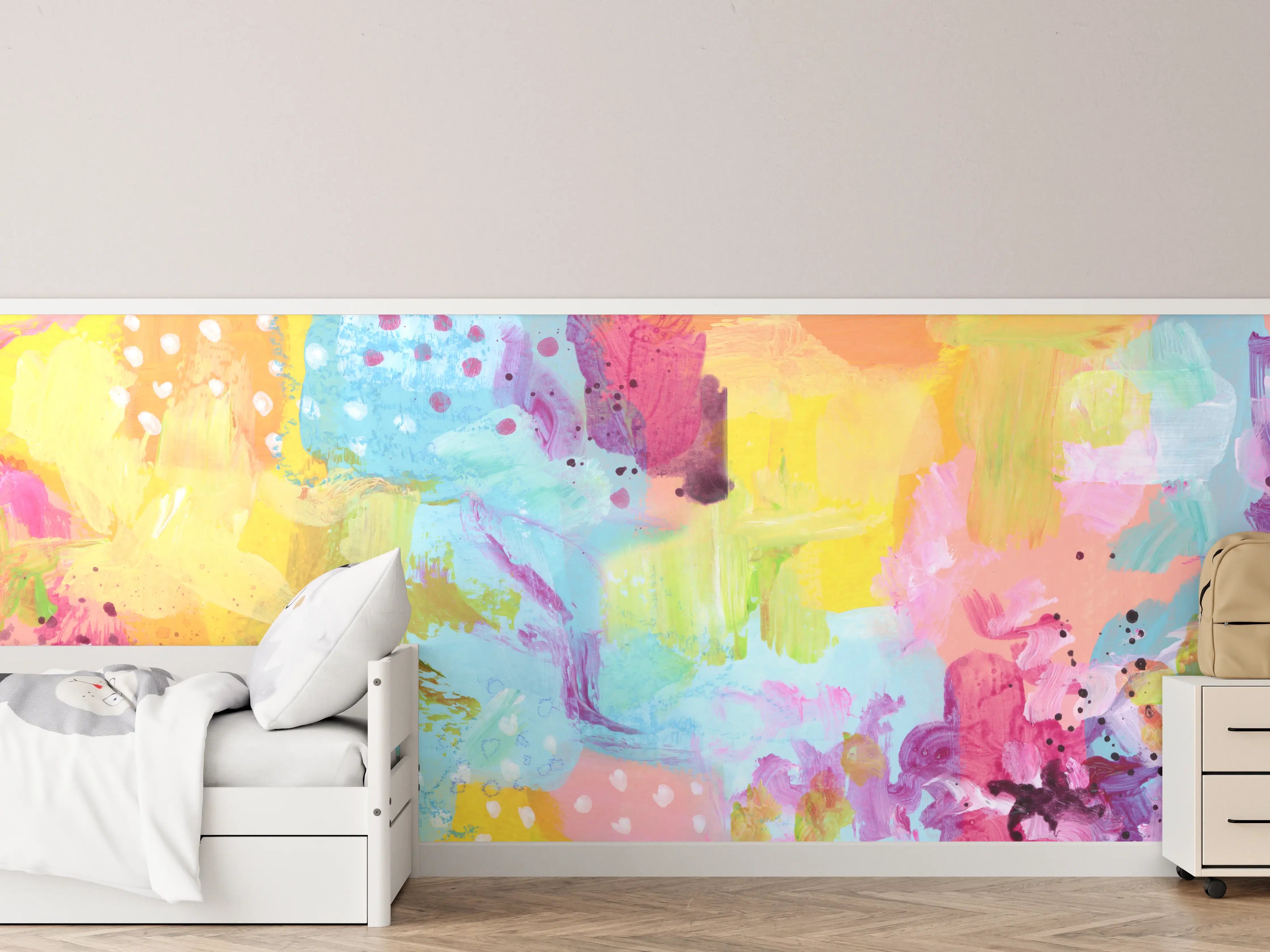 Kinderzimmer Wandgestaltung - Buntes Aquarell mit Pastellfarben