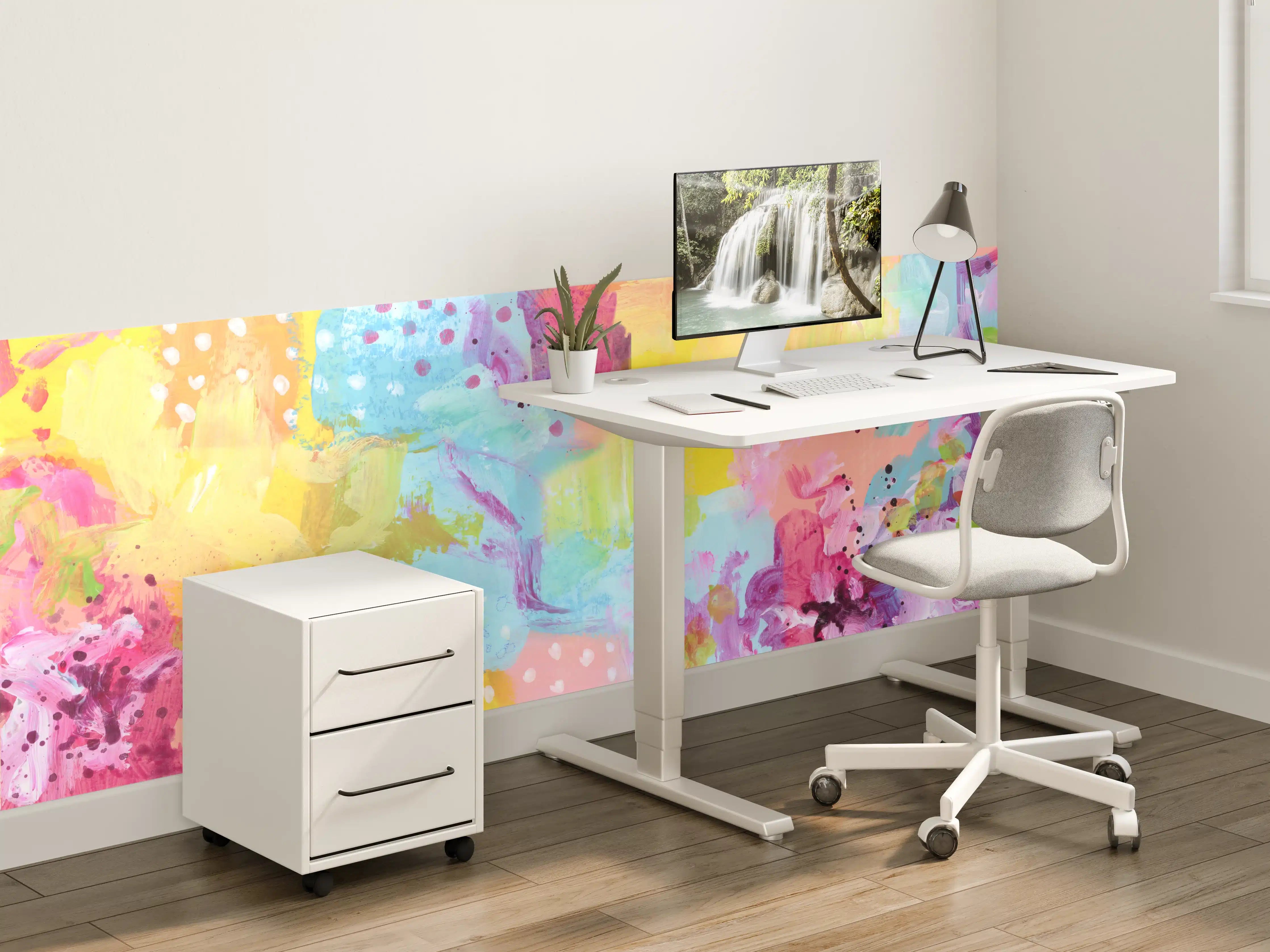 Kinderzimmer Wandgestaltung - Buntes Aquarell mit Pastellfarben