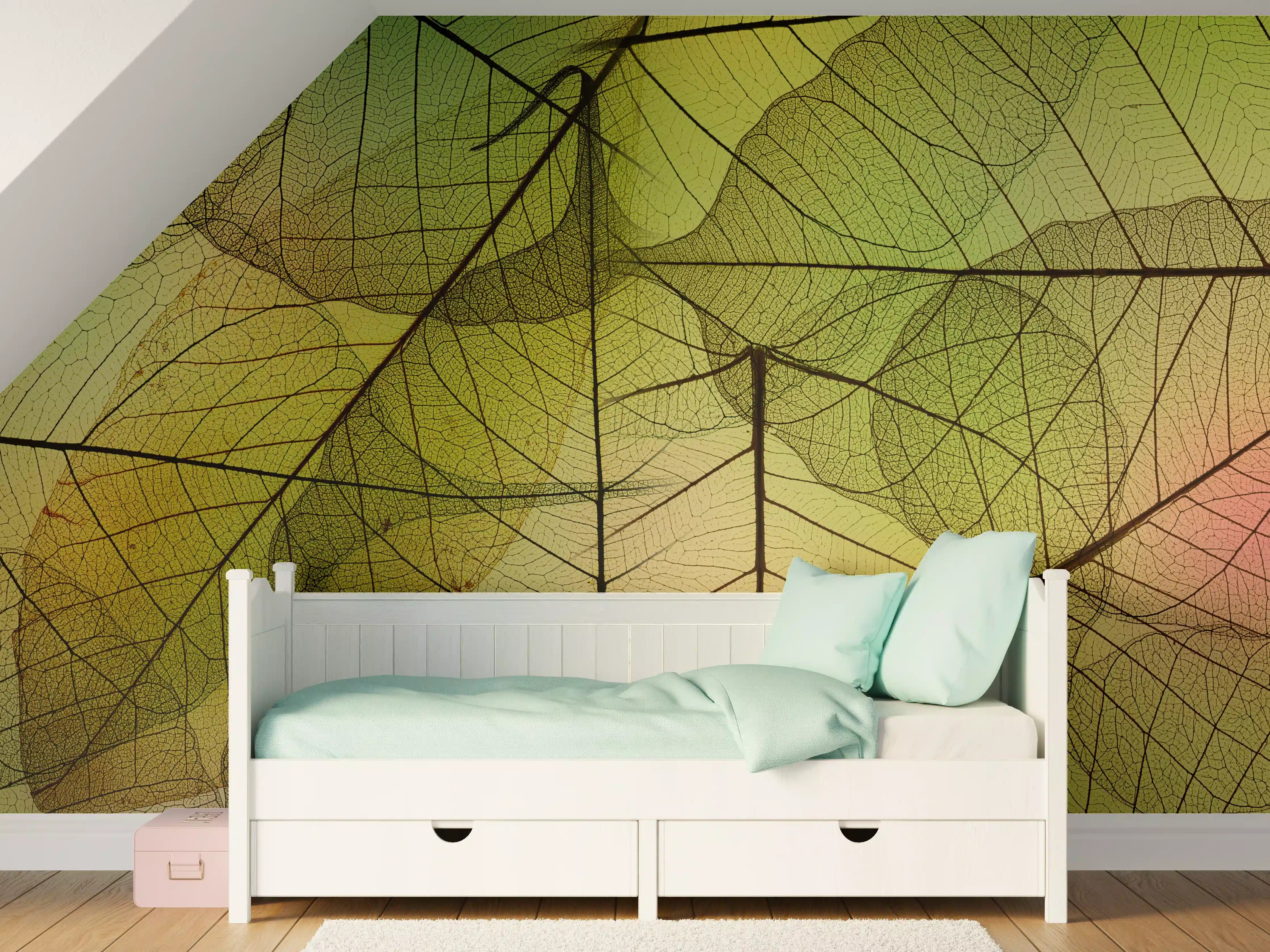 Kinderzimmer Wandgestaltung - Buntes Blattadern Makrofoto