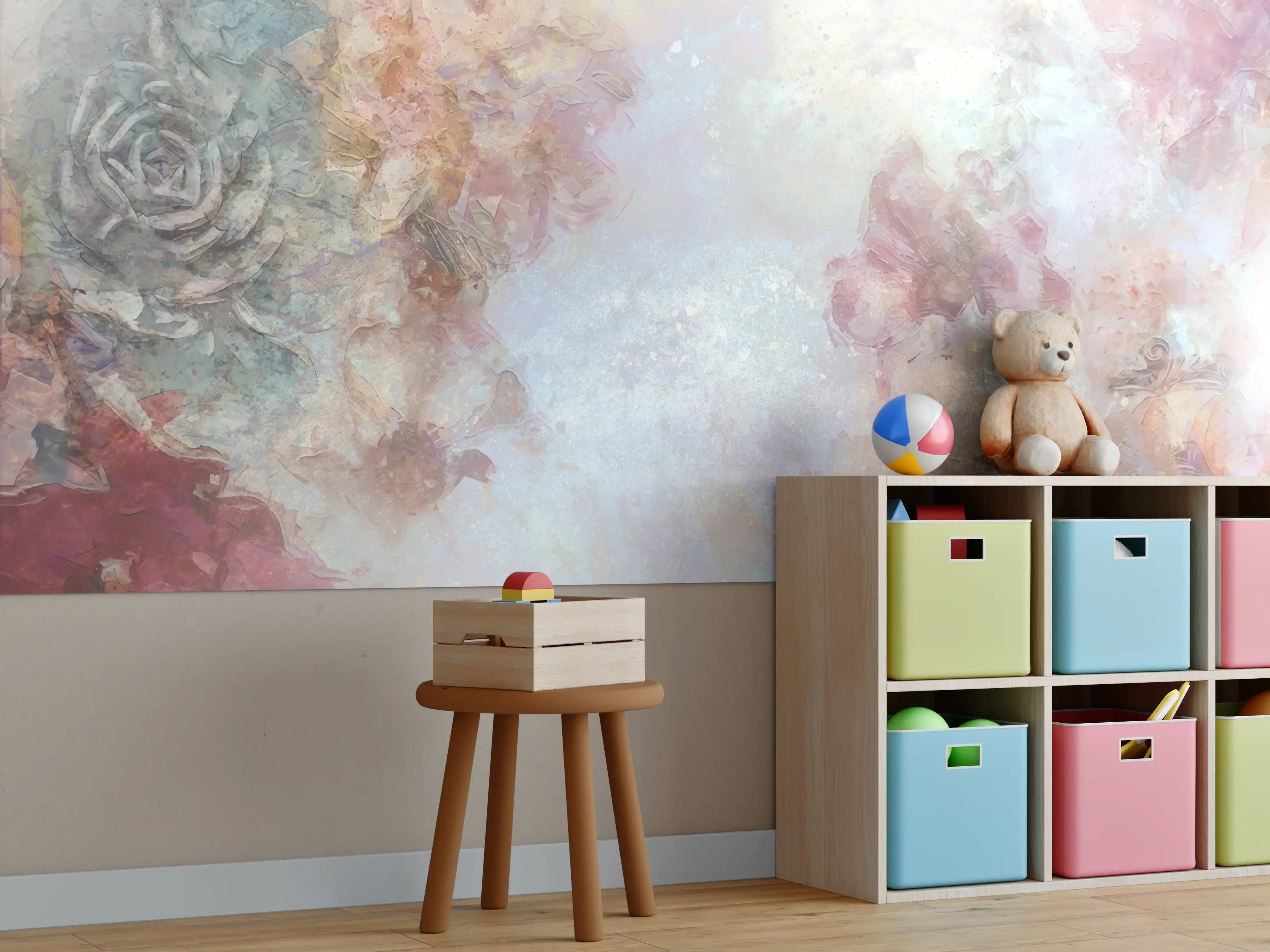 Kinderzimmer Wandgestaltung - Buntes Blumen Portrait