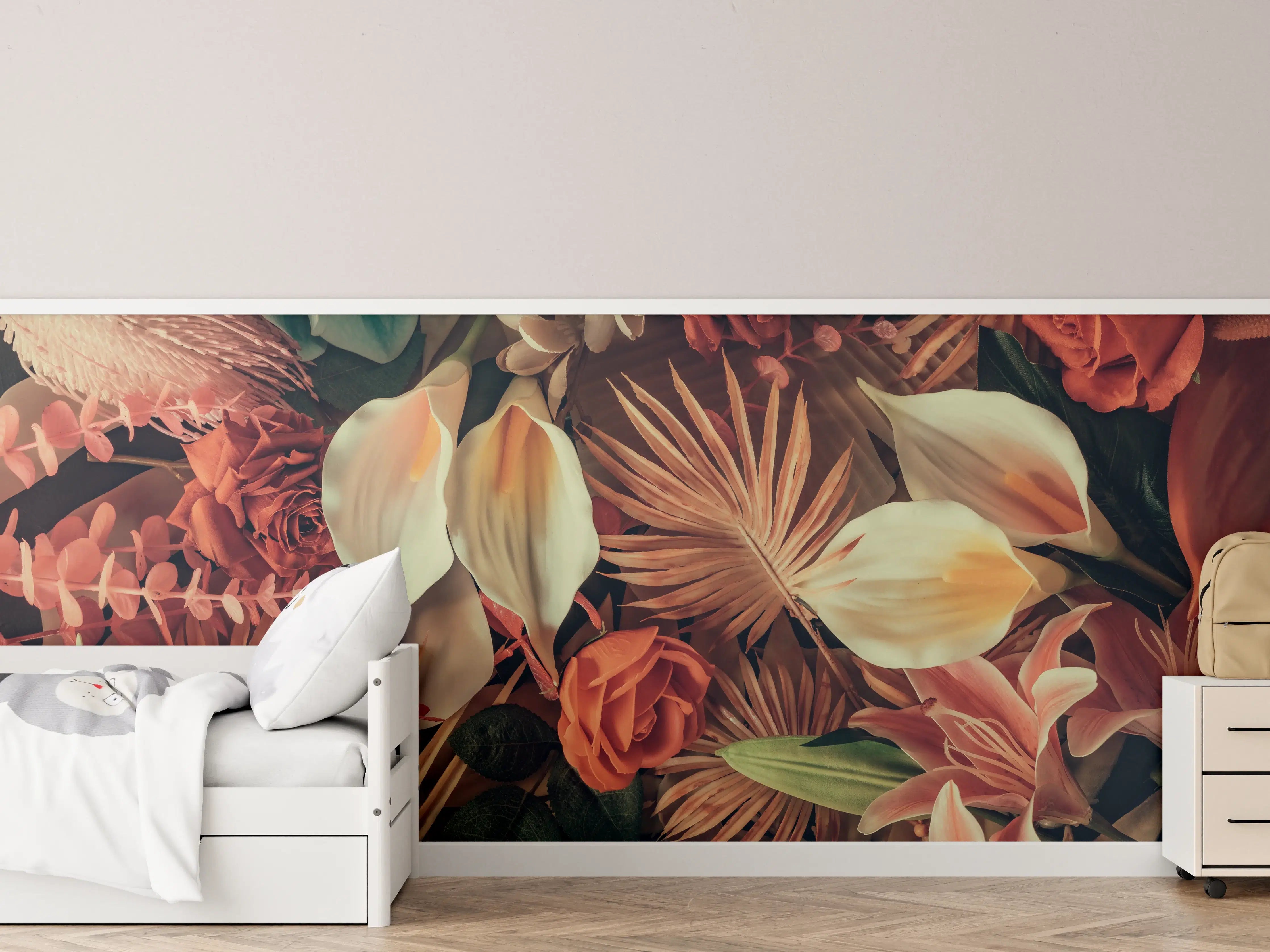 Kinderzimmer Wandgestaltung - Buntes Frühlingsblumen Muster