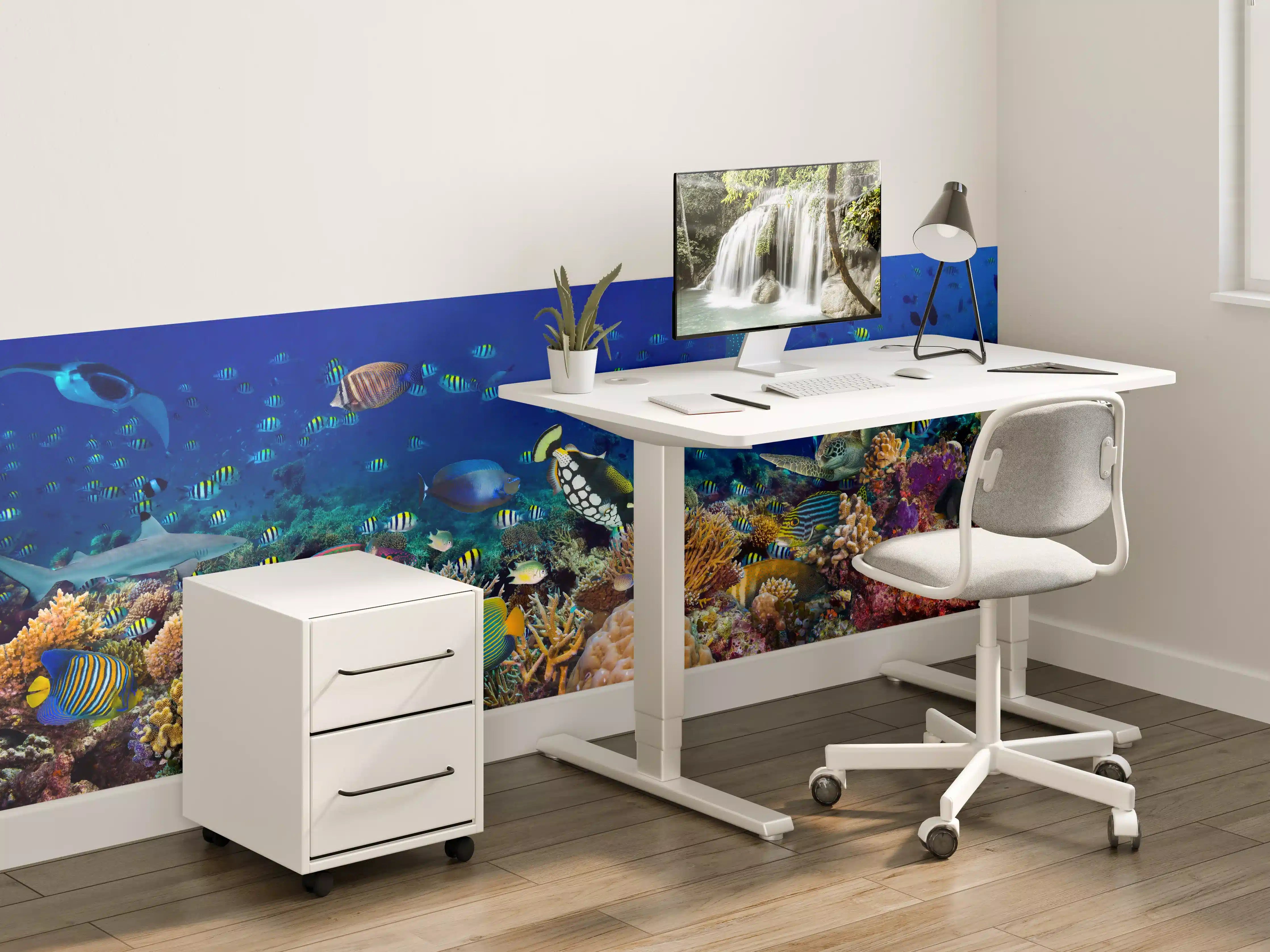 Kinderzimmer Wandgestaltung - Buntes Korallenriff Blau-Türkis