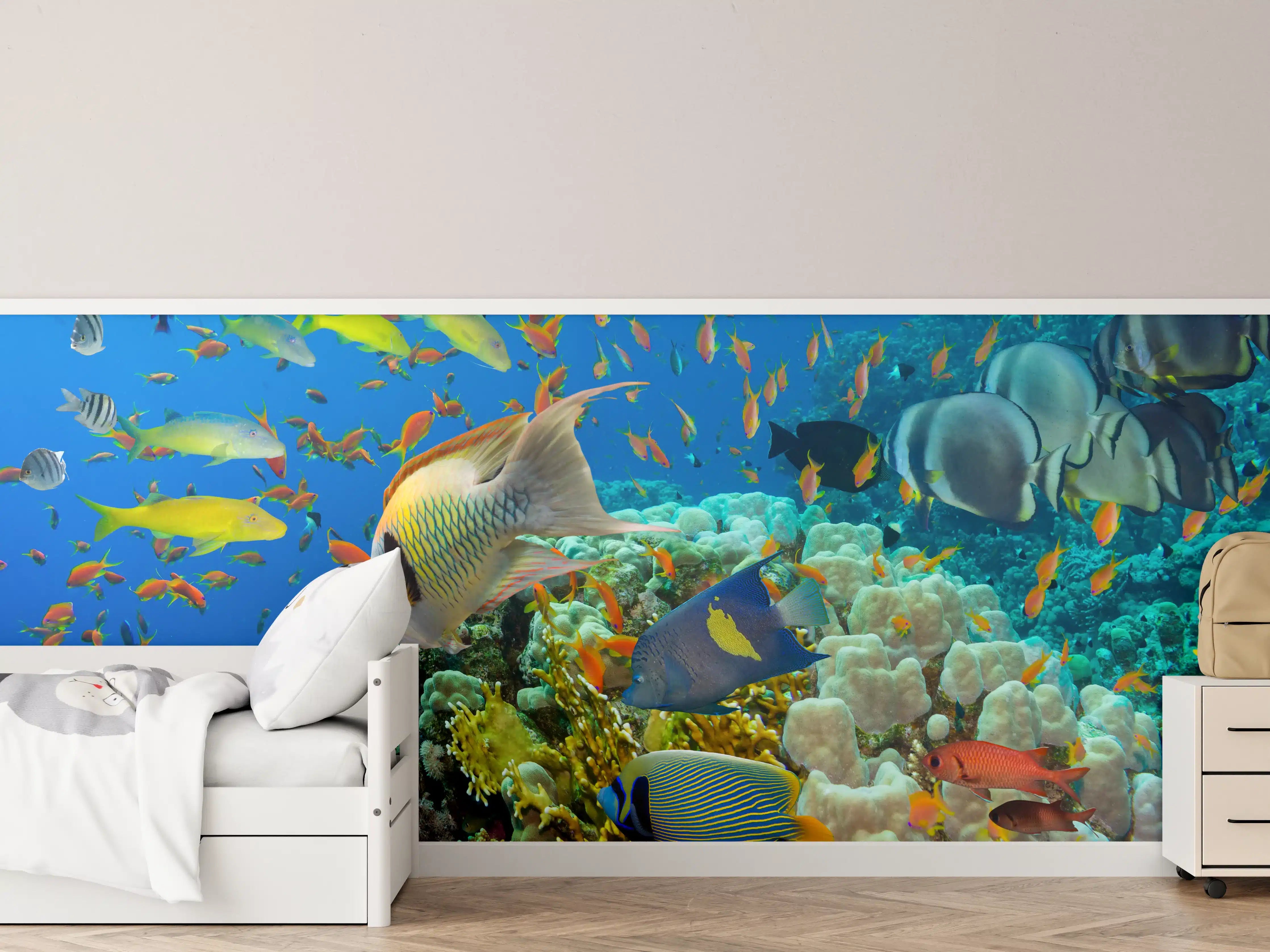 Kinderzimmer Wandgestaltung - Buntes Korallenriff mit Fischen