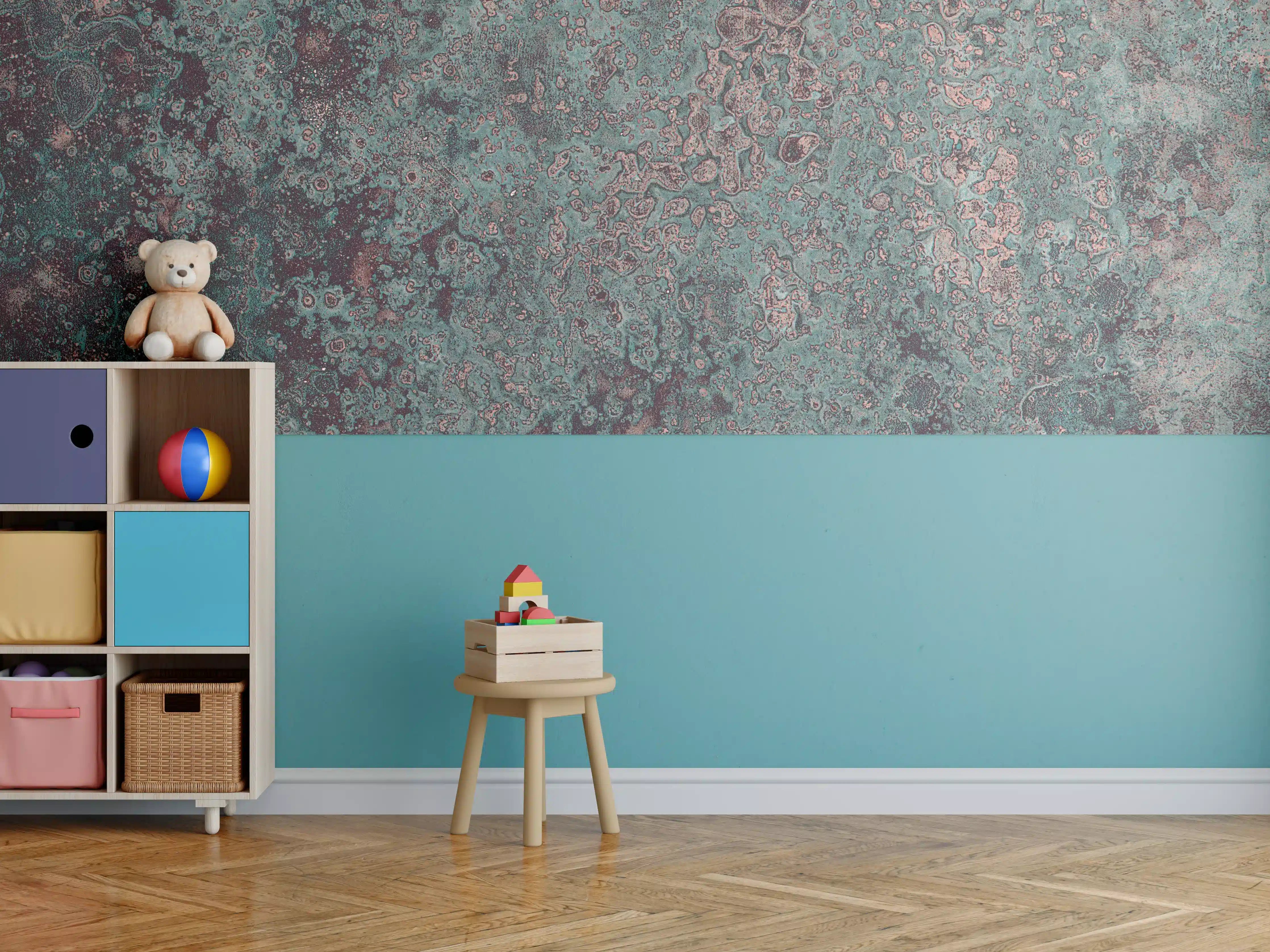 Kinderzimmer Wandgestaltung - Buntes Marmor-Textur Design