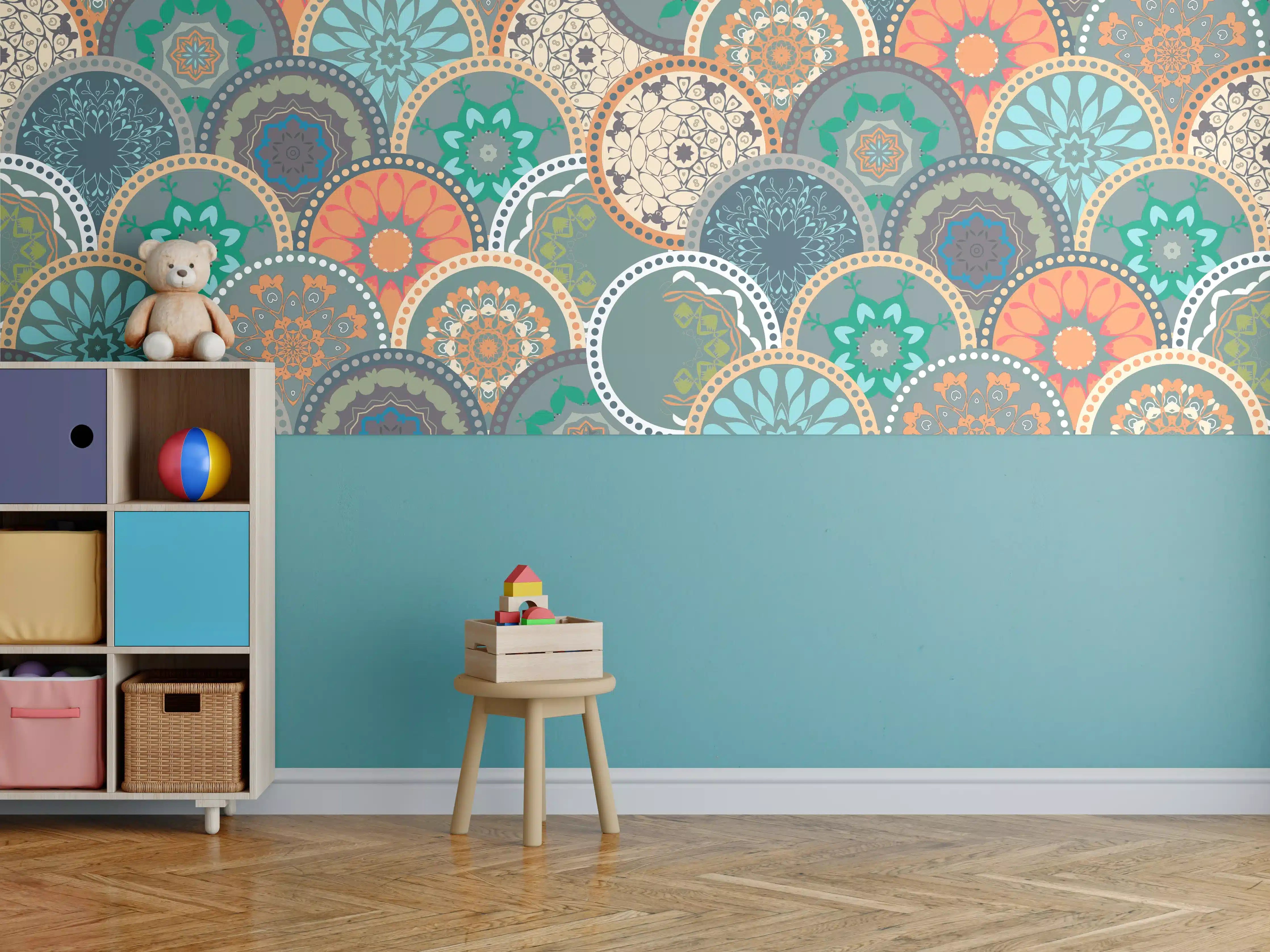 Kinderzimmer Wandgestaltung - Buntes Muster Mandala Design