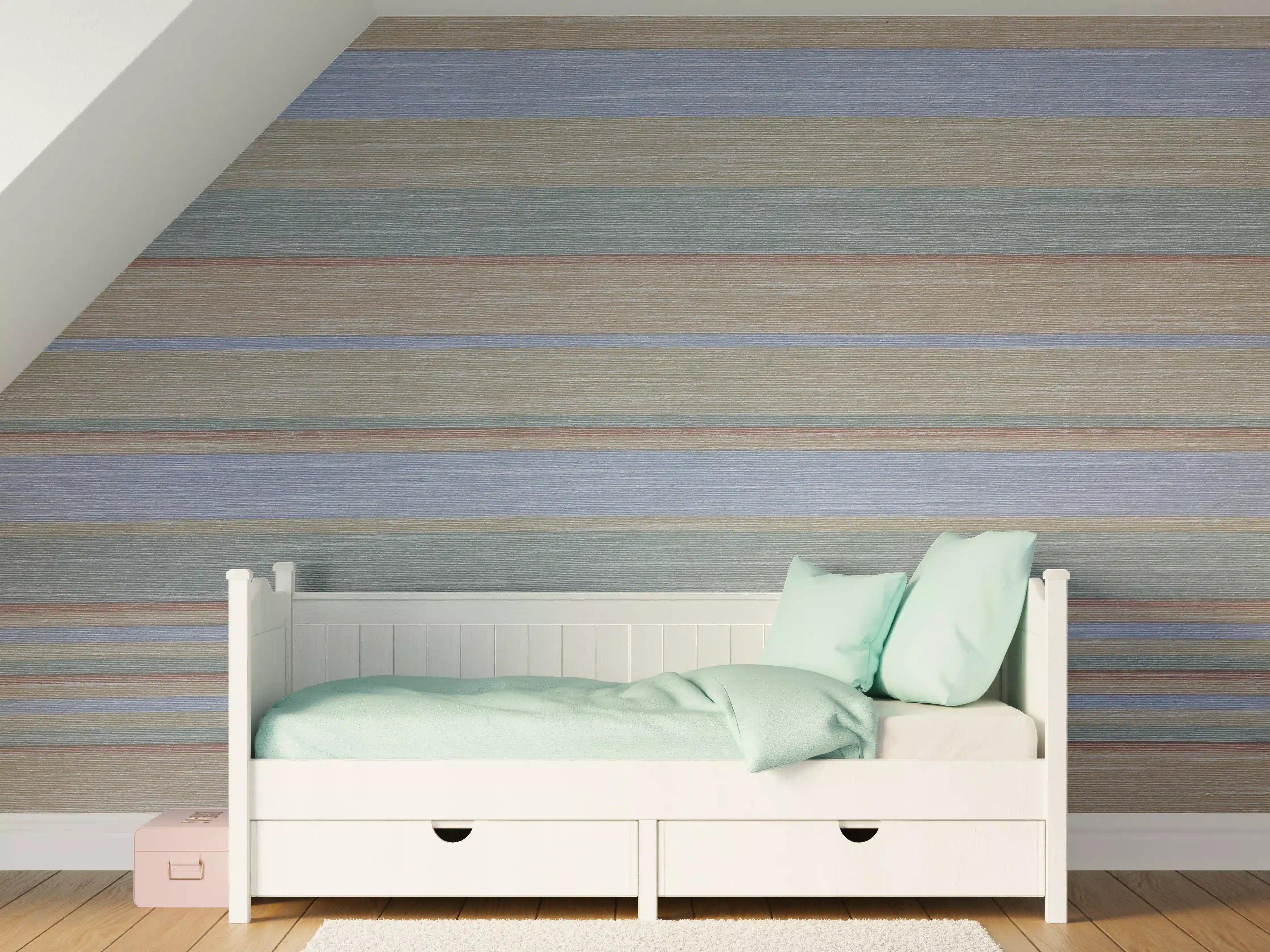 Kinderzimmer Wandgestaltung - Buntes Streifenmuster auf Grunge-Papier