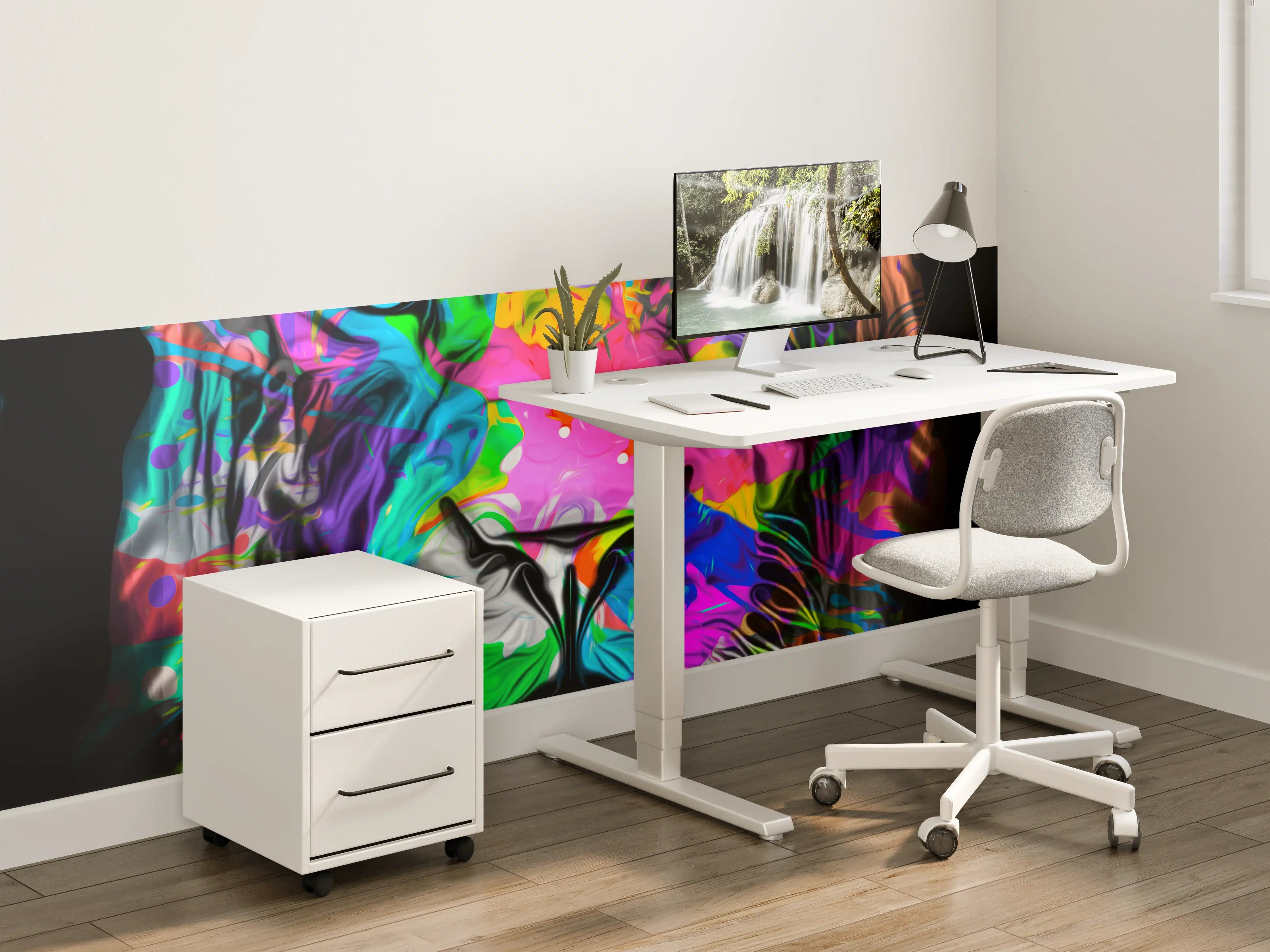 Kinderzimmer Wandgestaltung - Buntes Tigerkopfdesign