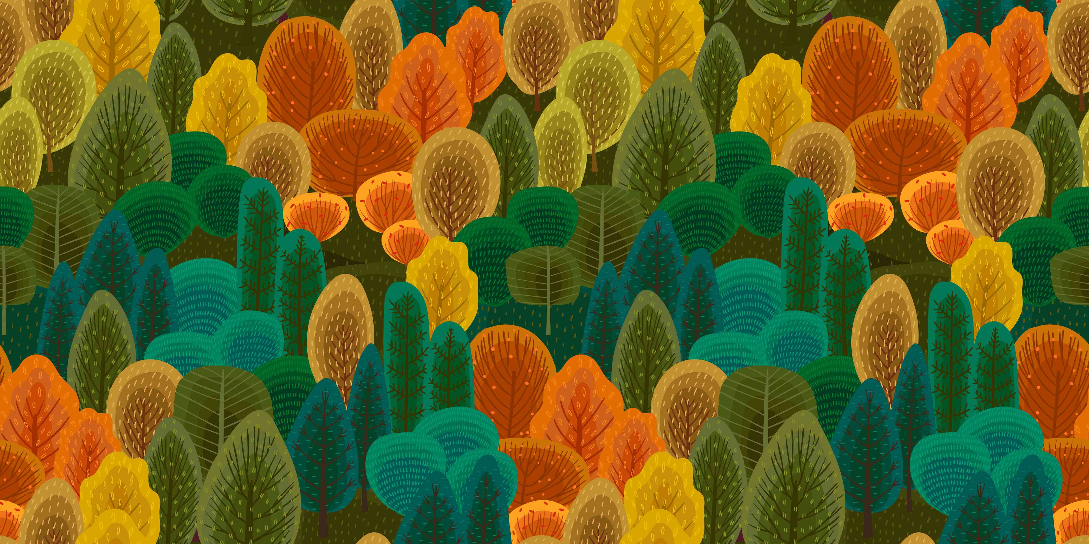 Kinderzimmer Wandgestaltung-Buntes Waldmuster Design