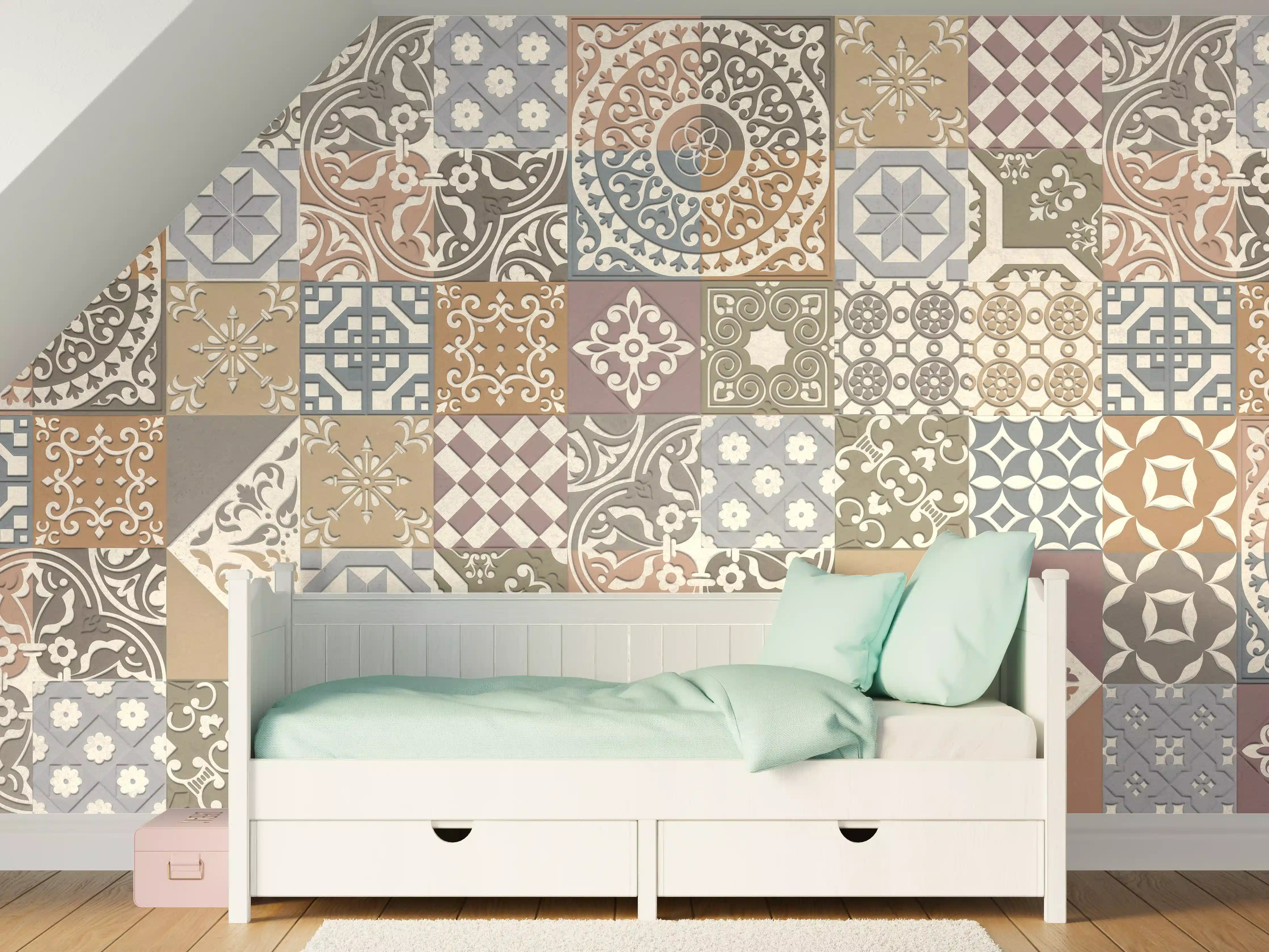 Kinderzimmer Wandgestaltung - Buntes portugiesisches Mosaik