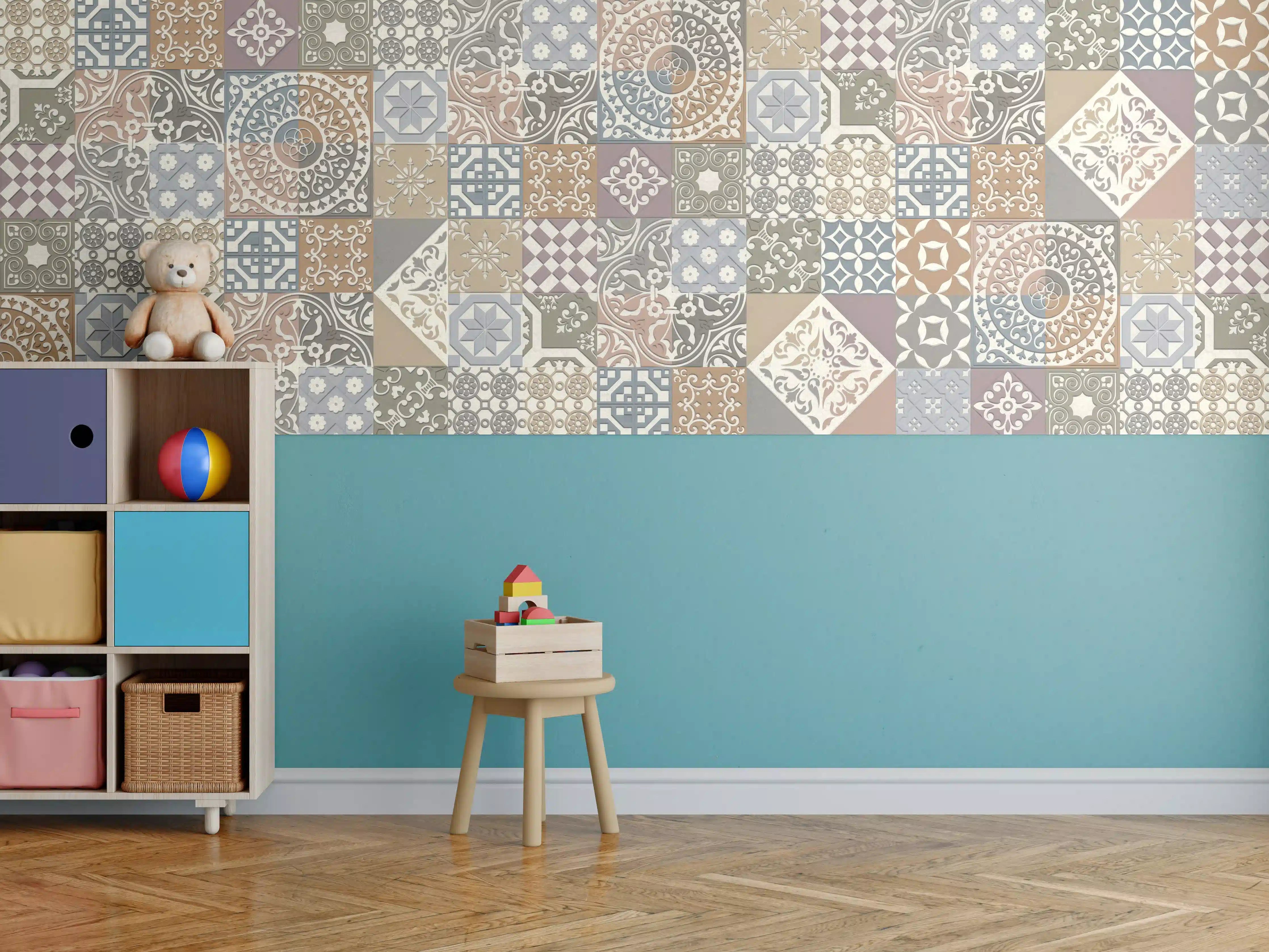 Kinderzimmer Wandgestaltung - Buntes portugiesisches Mosaik