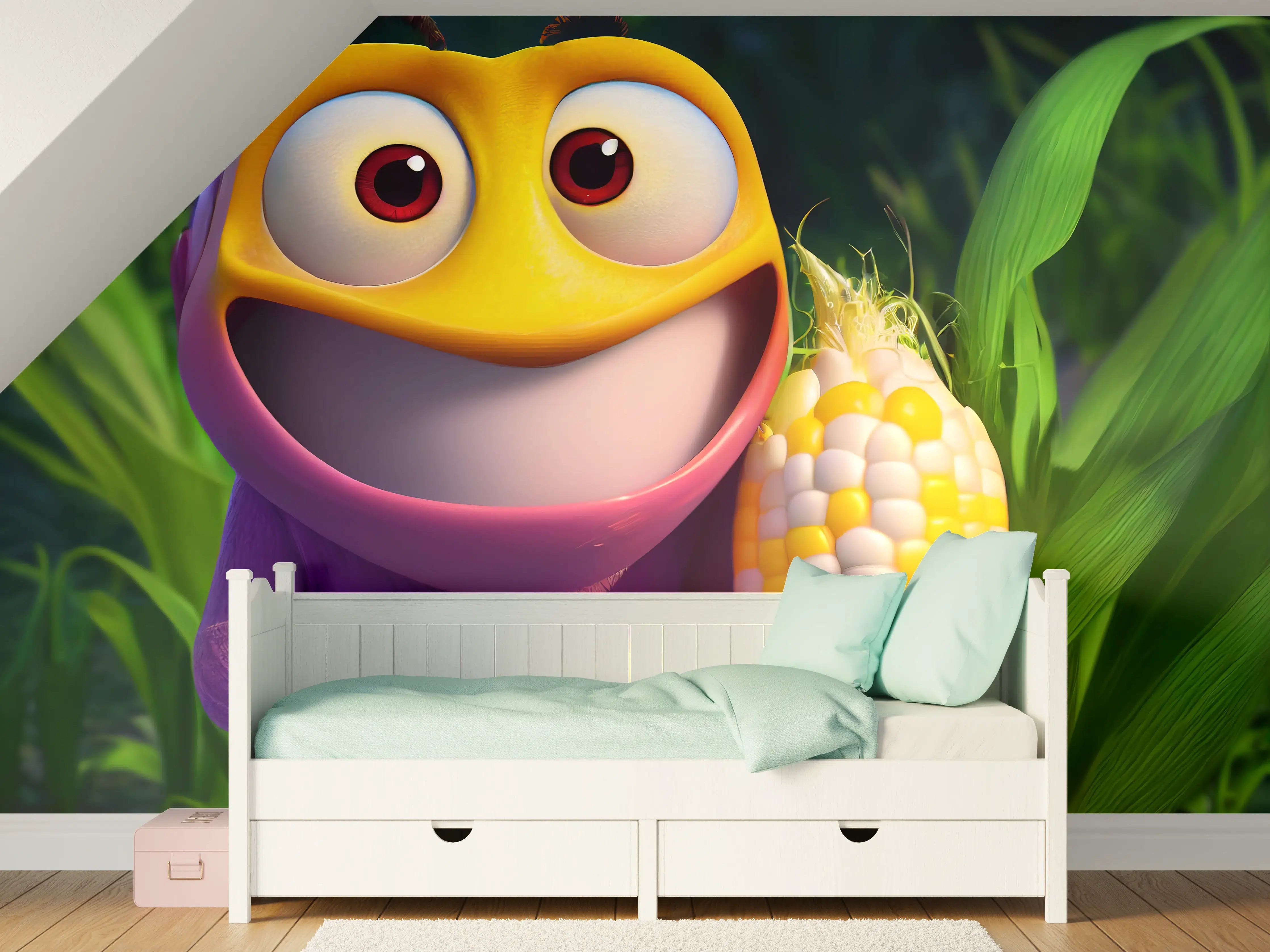 Kinderzimmer Wandgestaltung - Cartoon Character mit Maiskolben