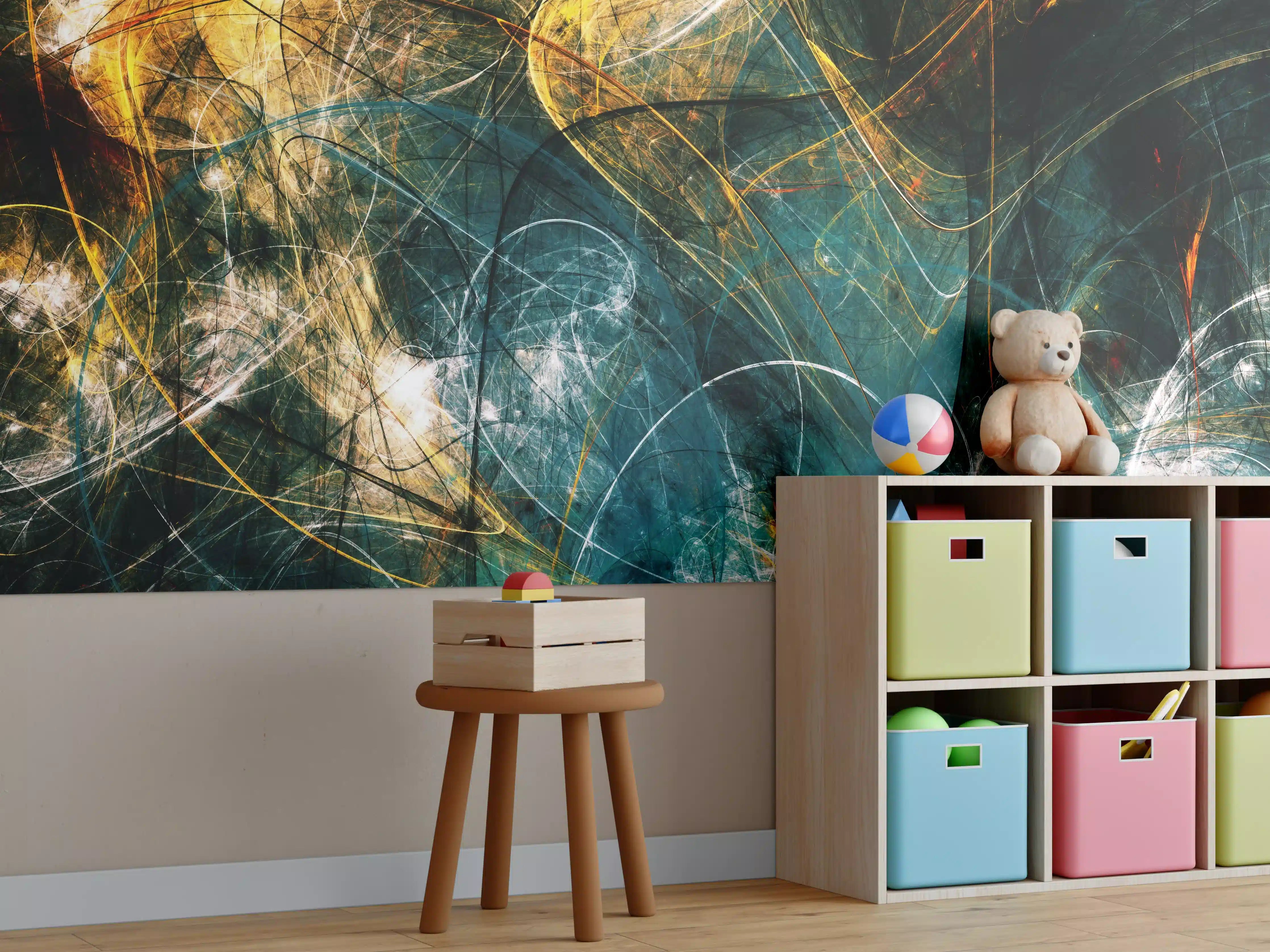 Kinderzimmer Wandgestaltung - Chaotische 3D- Illustration