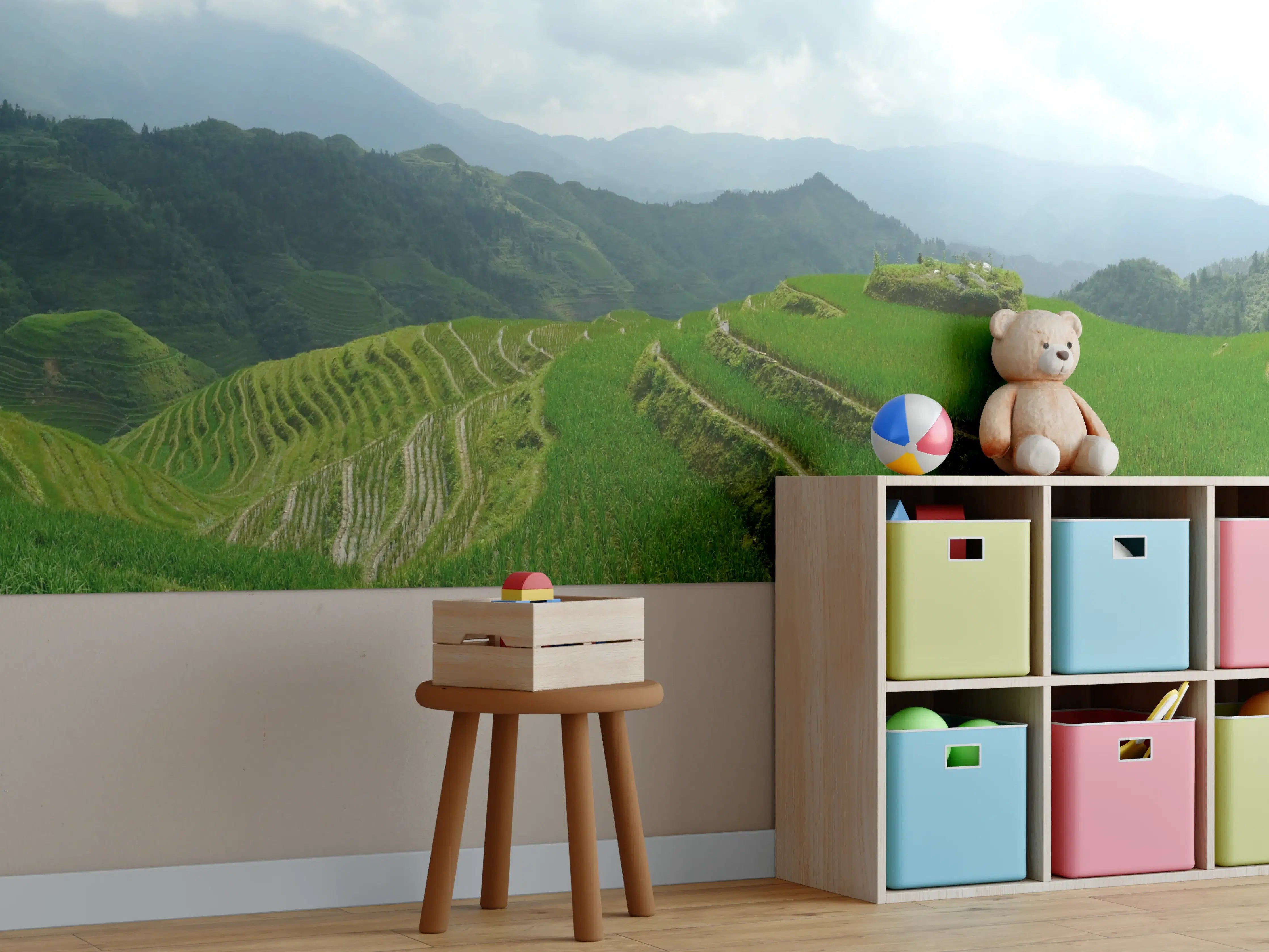 Kinderzimmer Wandgestaltung - Chinesische Reisfelder auf den Bergen