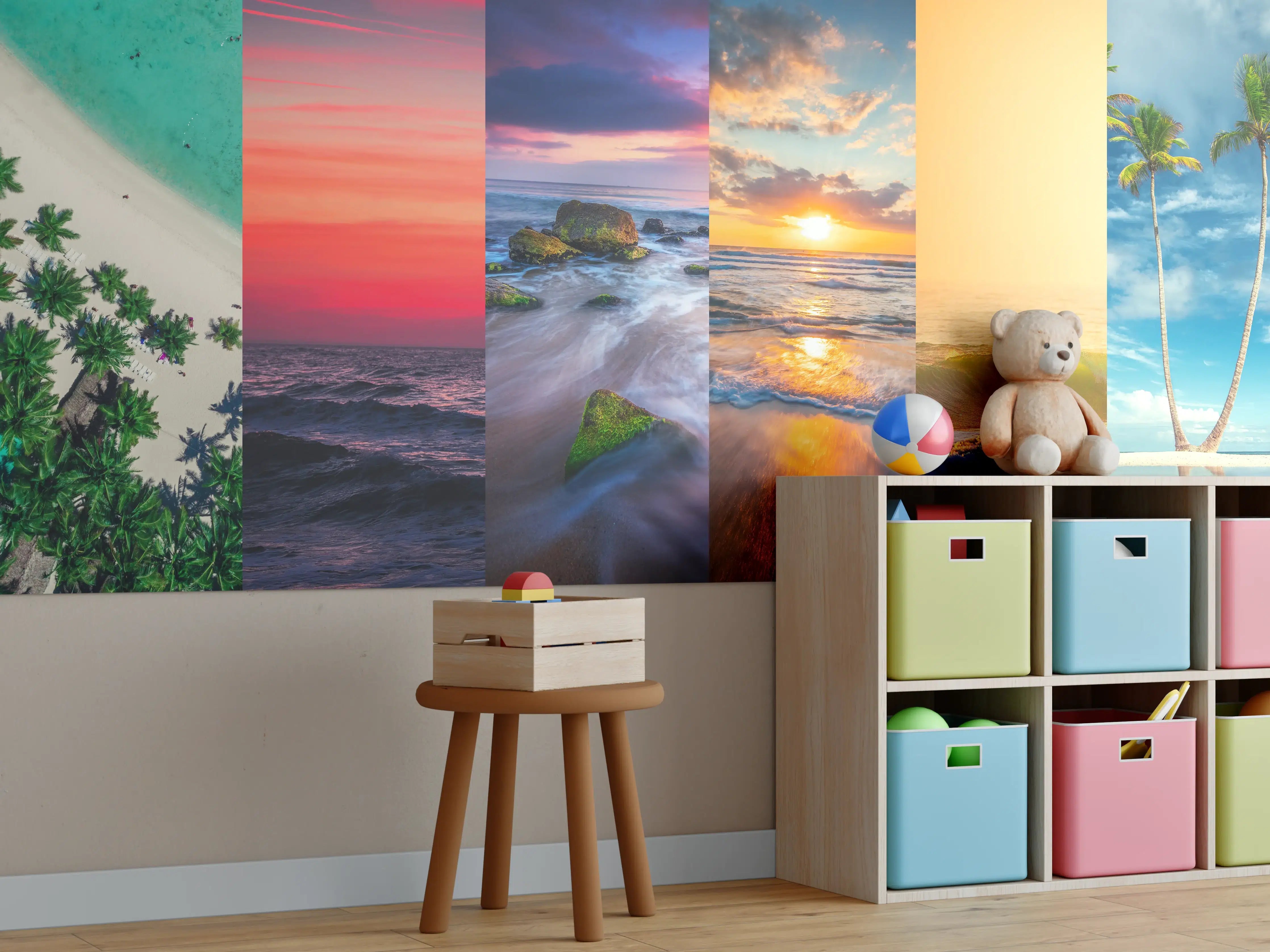 Kinderzimmer Wandgestaltung - Collage von Sommer Meer und Strand Bilder