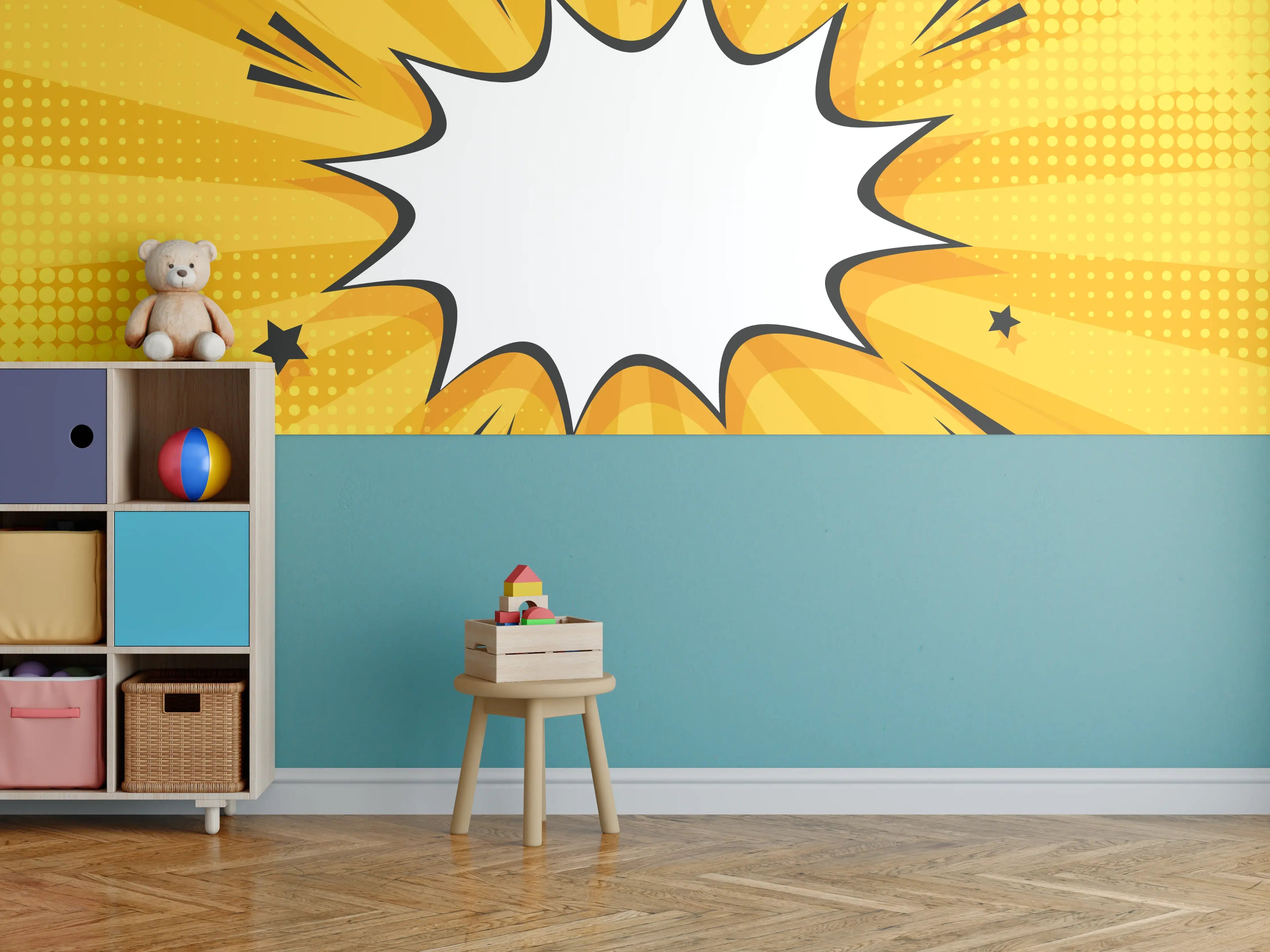 Kinderzimmer Wandgestaltung - Comic-Explosion mit Sprechblase