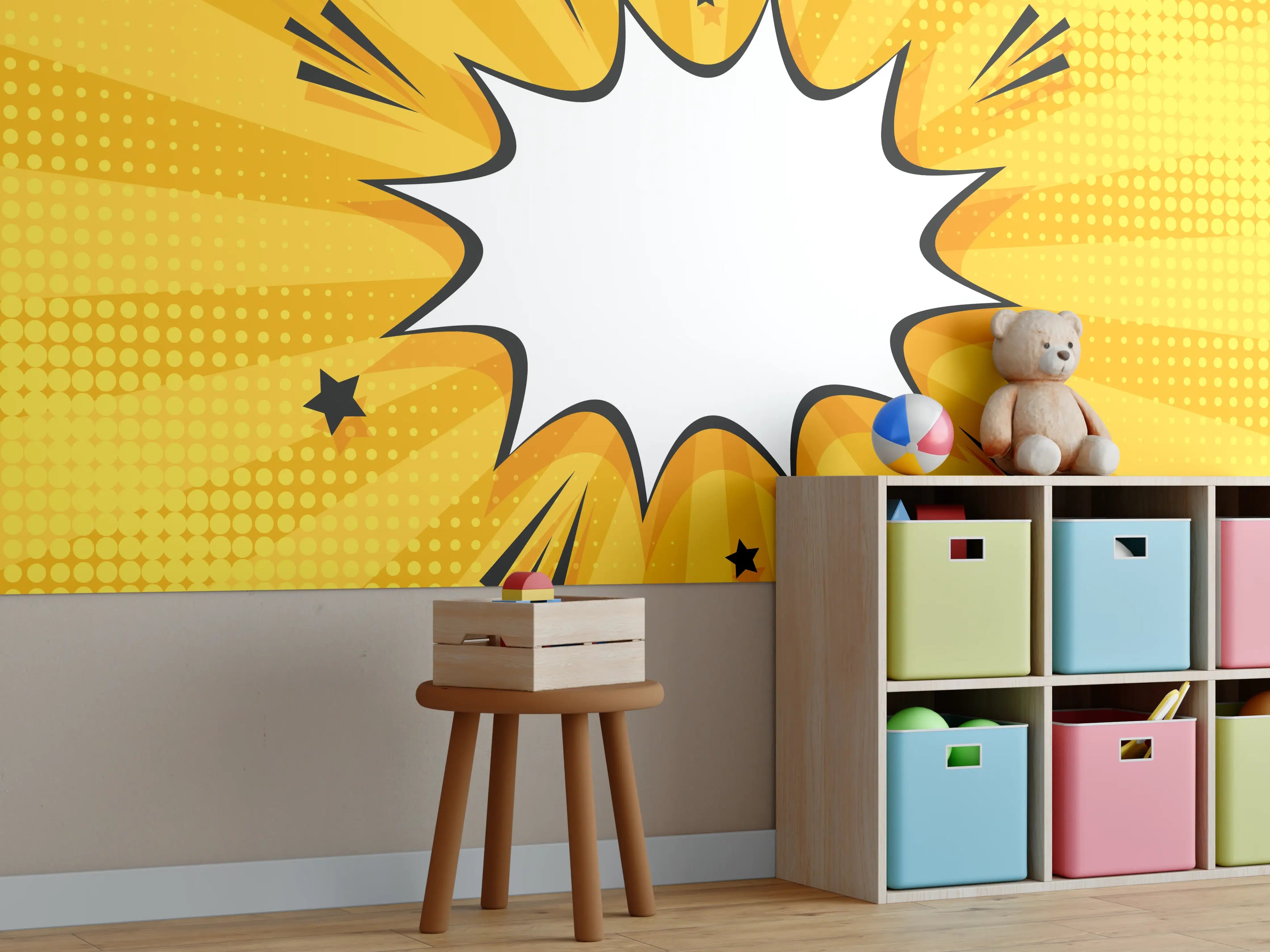 Kinderzimmer Wandgestaltung - Comic-Explosion mit Sprechblase