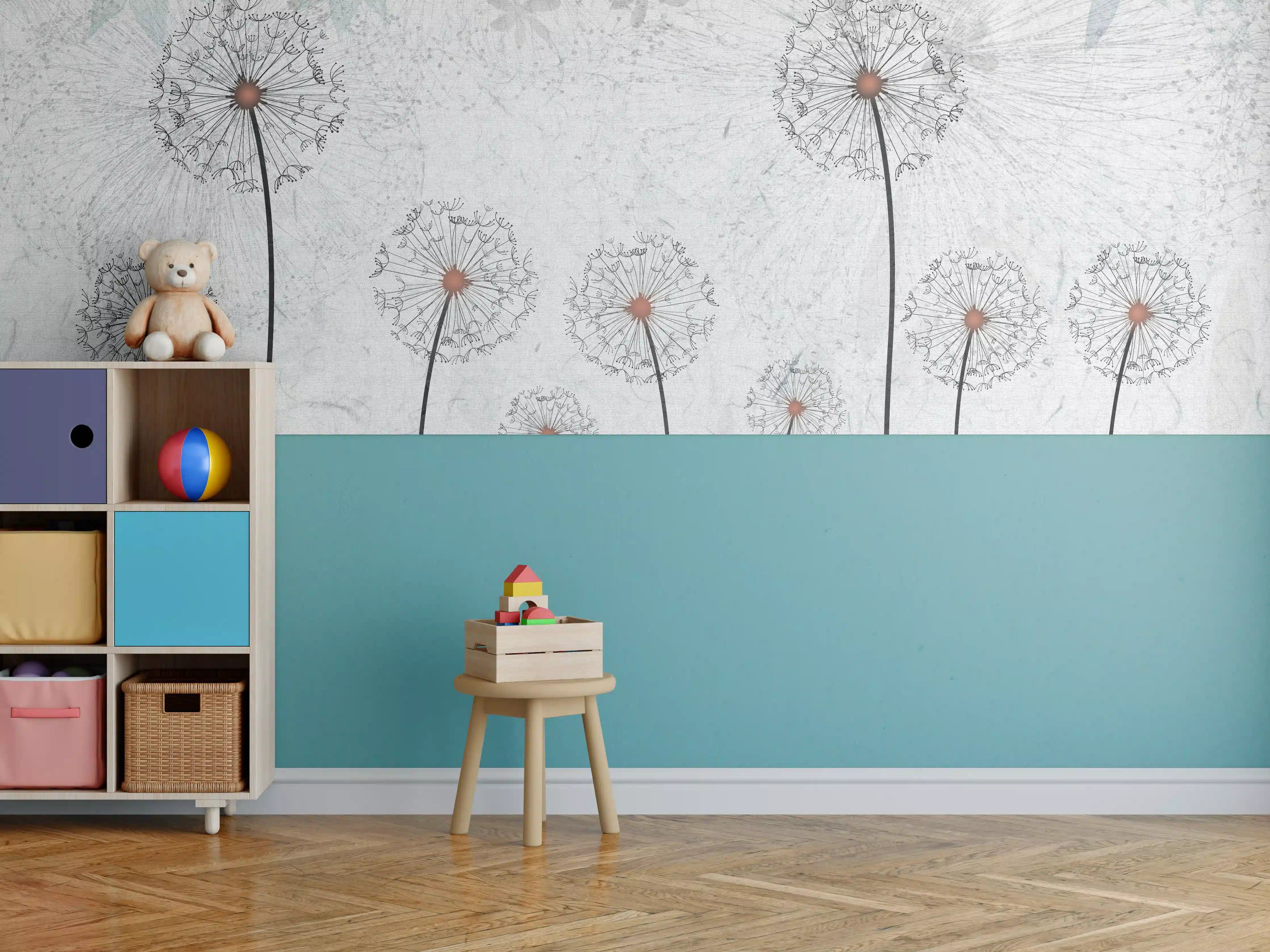 Kinderzimmer Wandgestaltung - Dekoratives Löwenzahn Gemälde