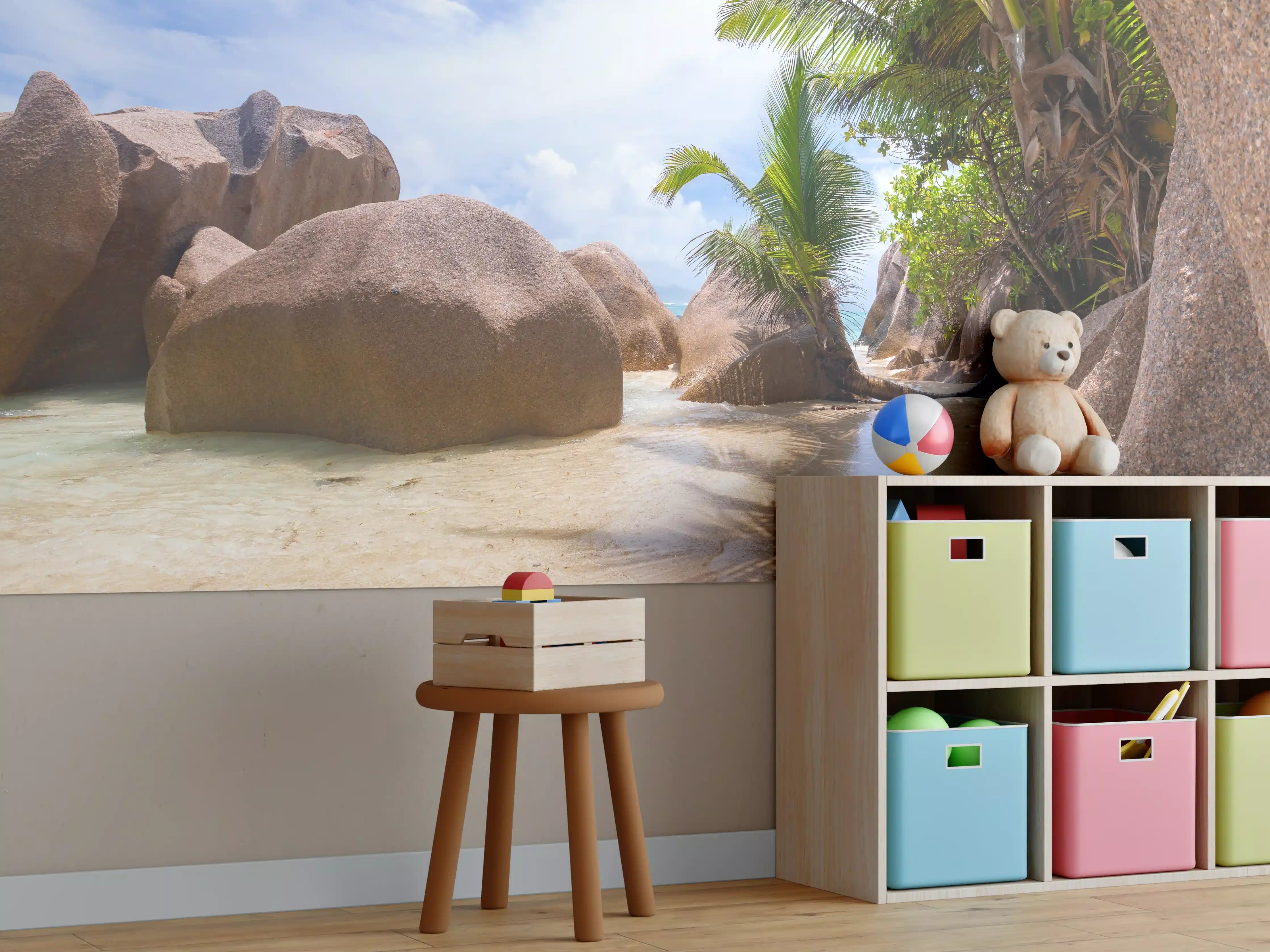 Kinderzimmer Wandgestaltung - Der Traumstrand - Anse Source d Argent