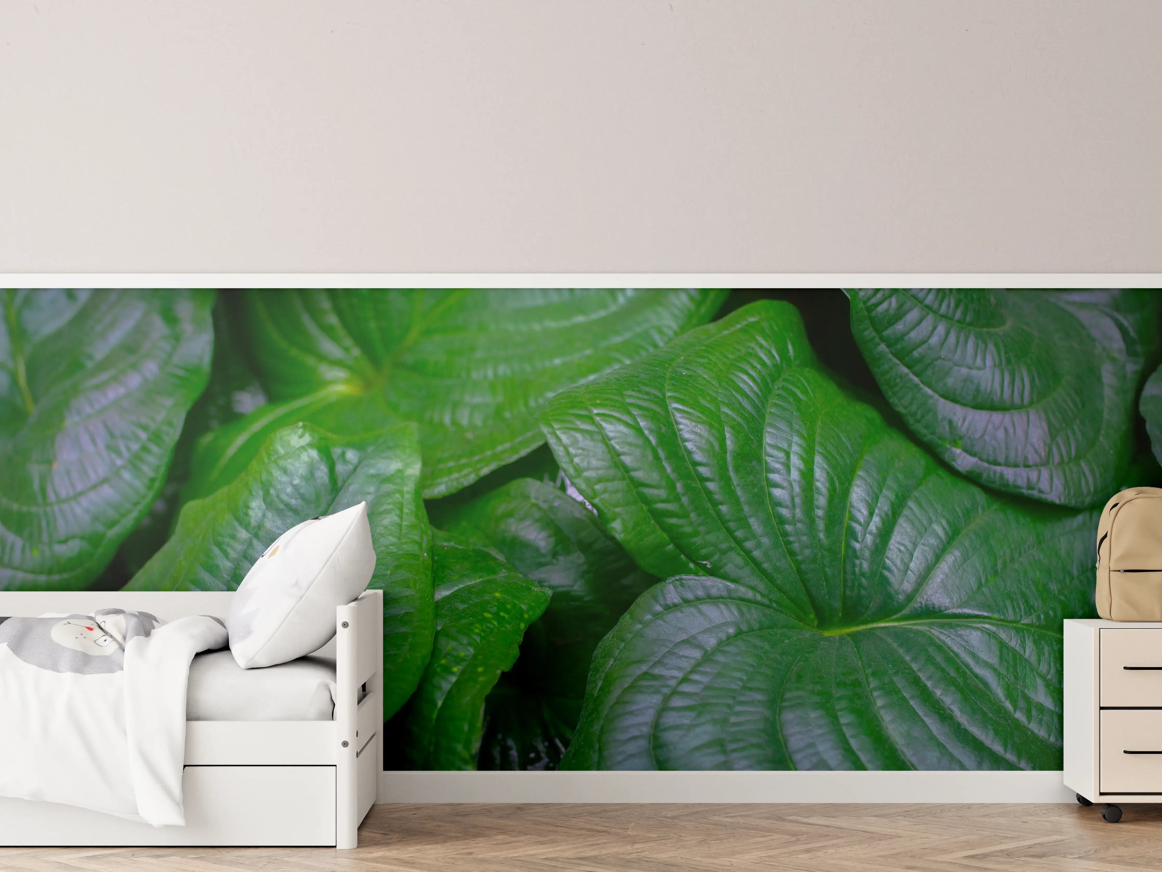 Kinderzimmer Wandgestaltung - Detailaufnahme Grüner Blätter