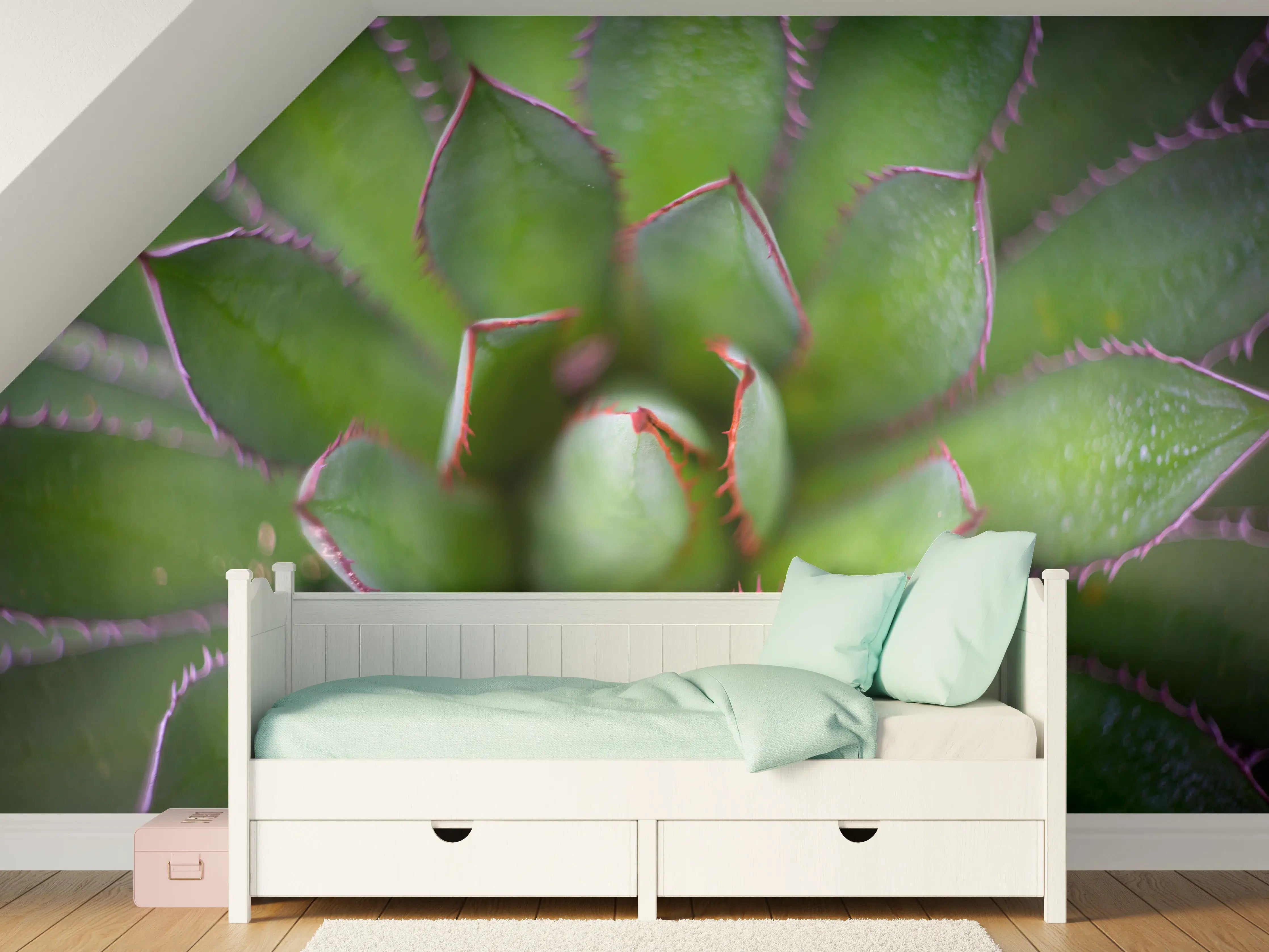 Kinderzimmer Wandgestaltung - Detailreiche Grüne Agave Pflanze