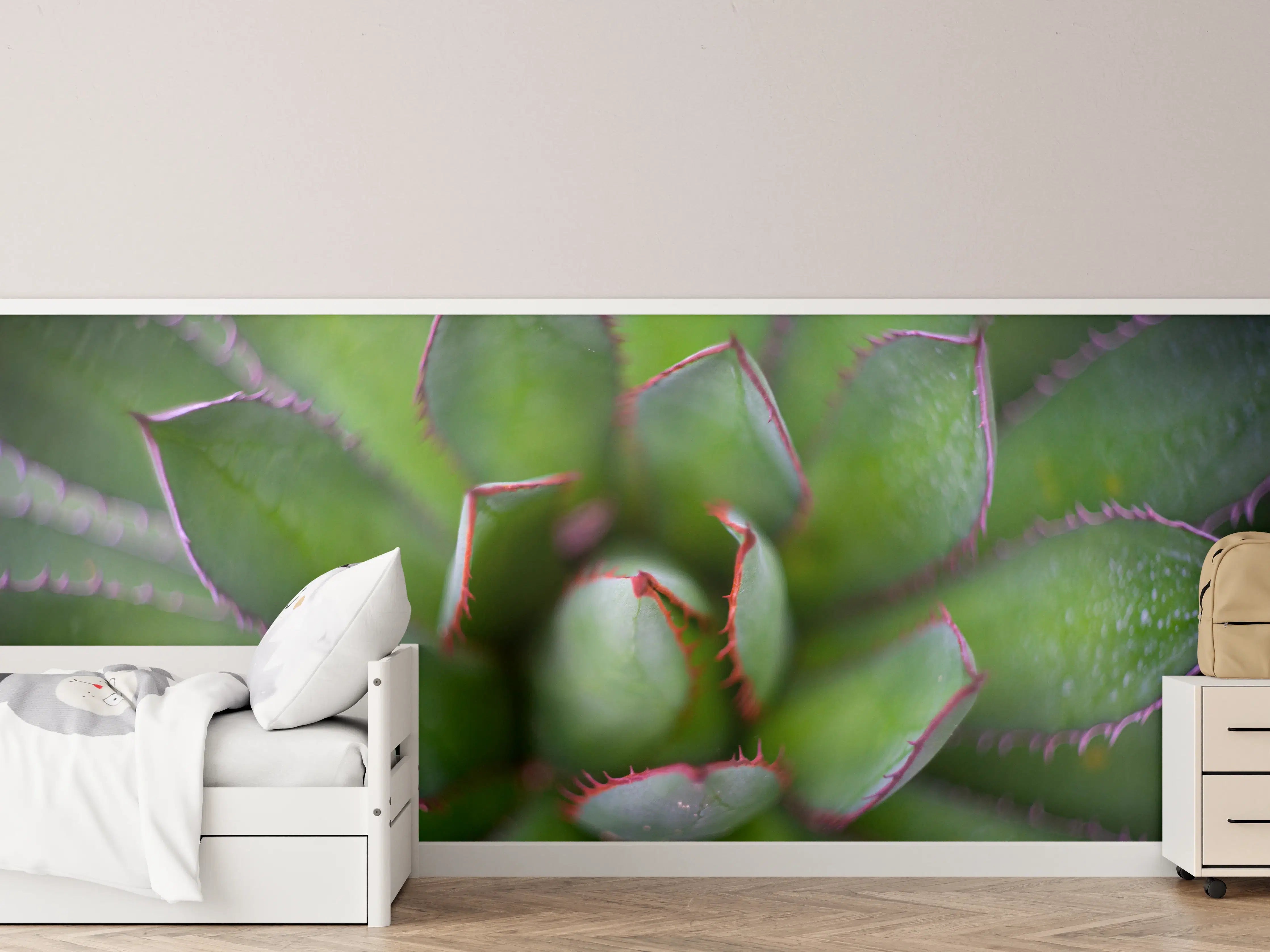 Kinderzimmer Wandgestaltung - Detailreiche Grüne Agave Pflanze