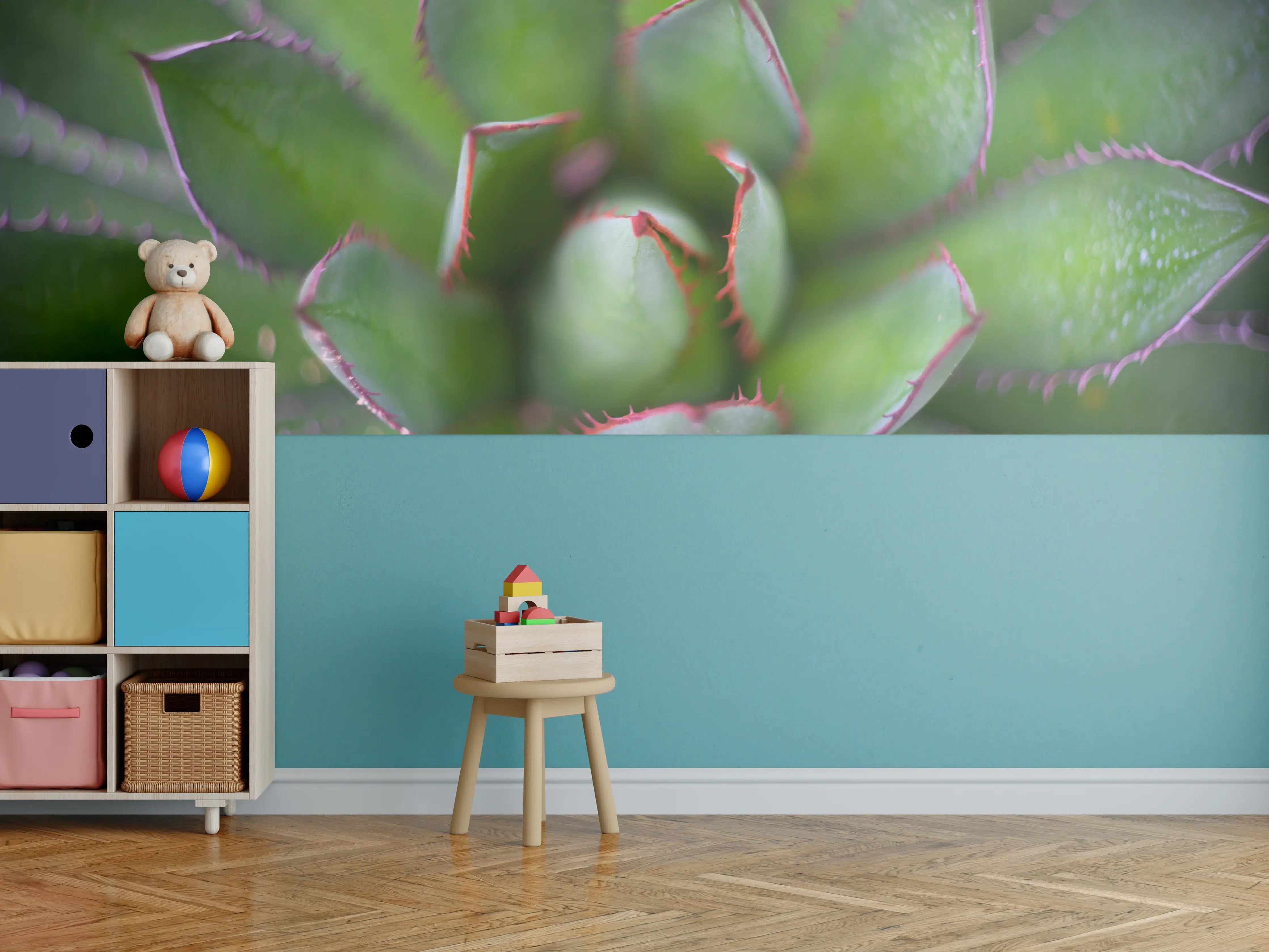 Kinderzimmer Wandgestaltung - Detailreiche Grüne Agave Pflanze