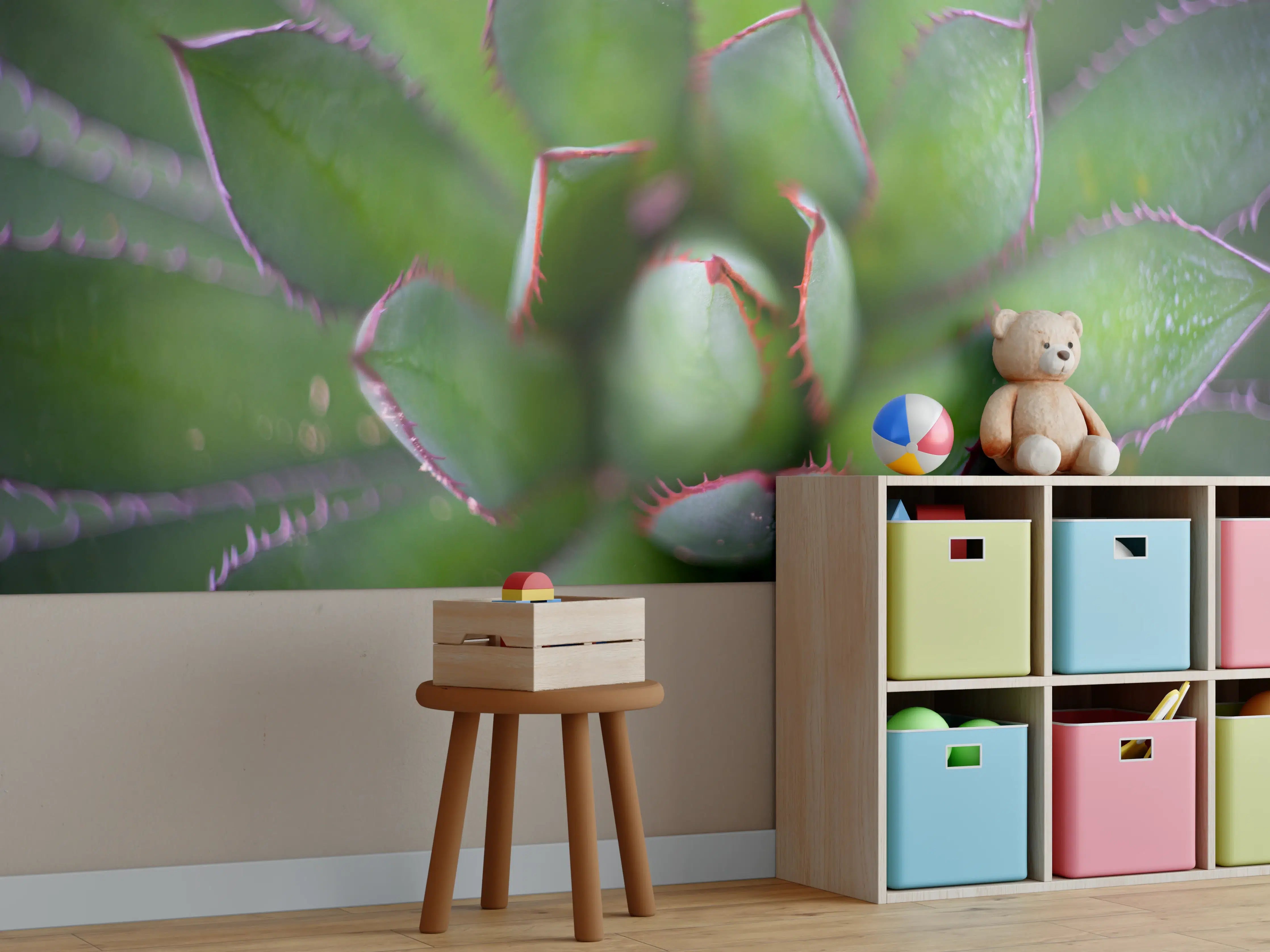 Kinderzimmer Wandgestaltung - Detailreiche Grüne Agave Pflanze