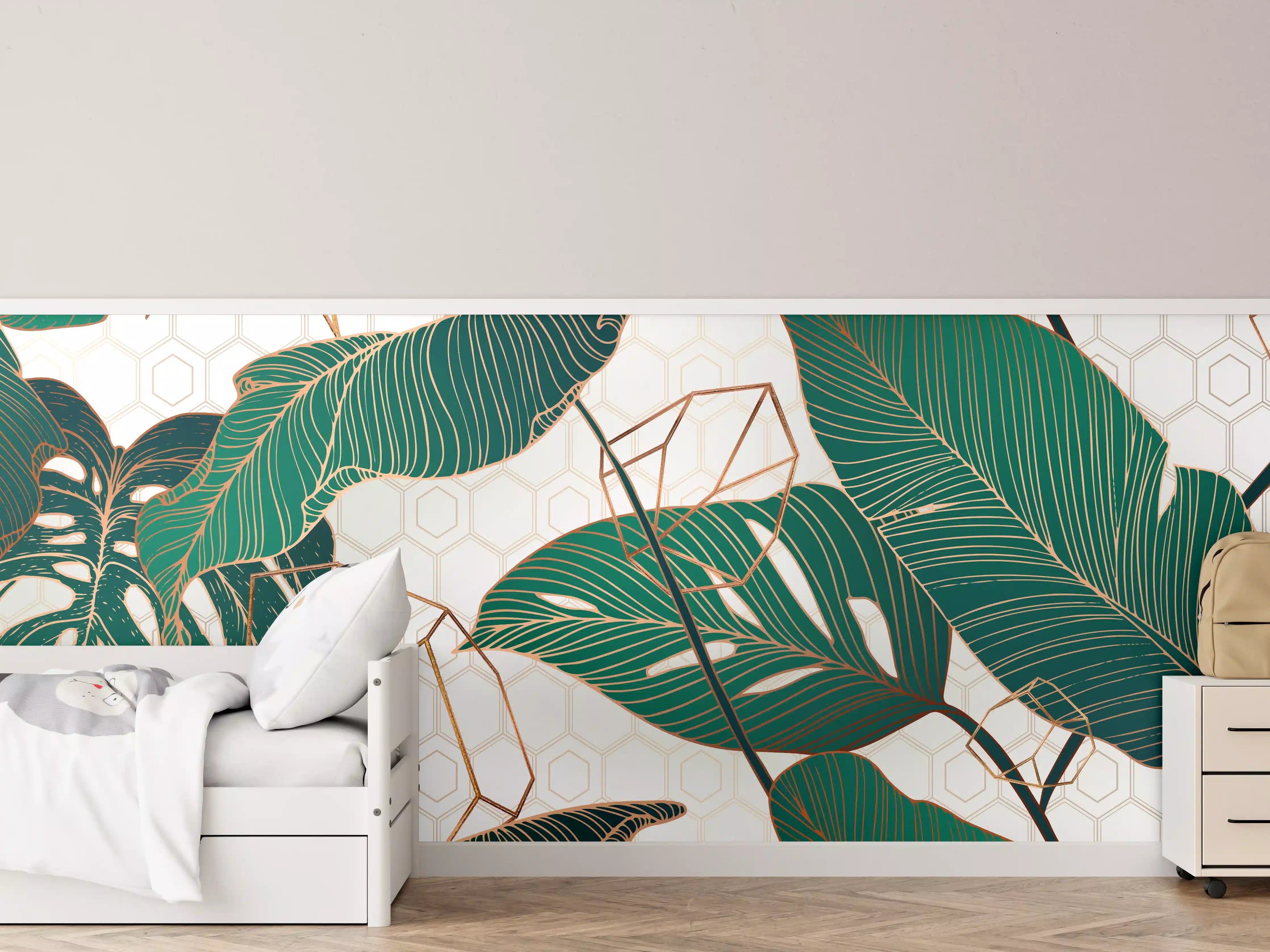 Kinderzimmer Wandgestaltung - Dichte, grüne Blätter und tropische Pflanzen