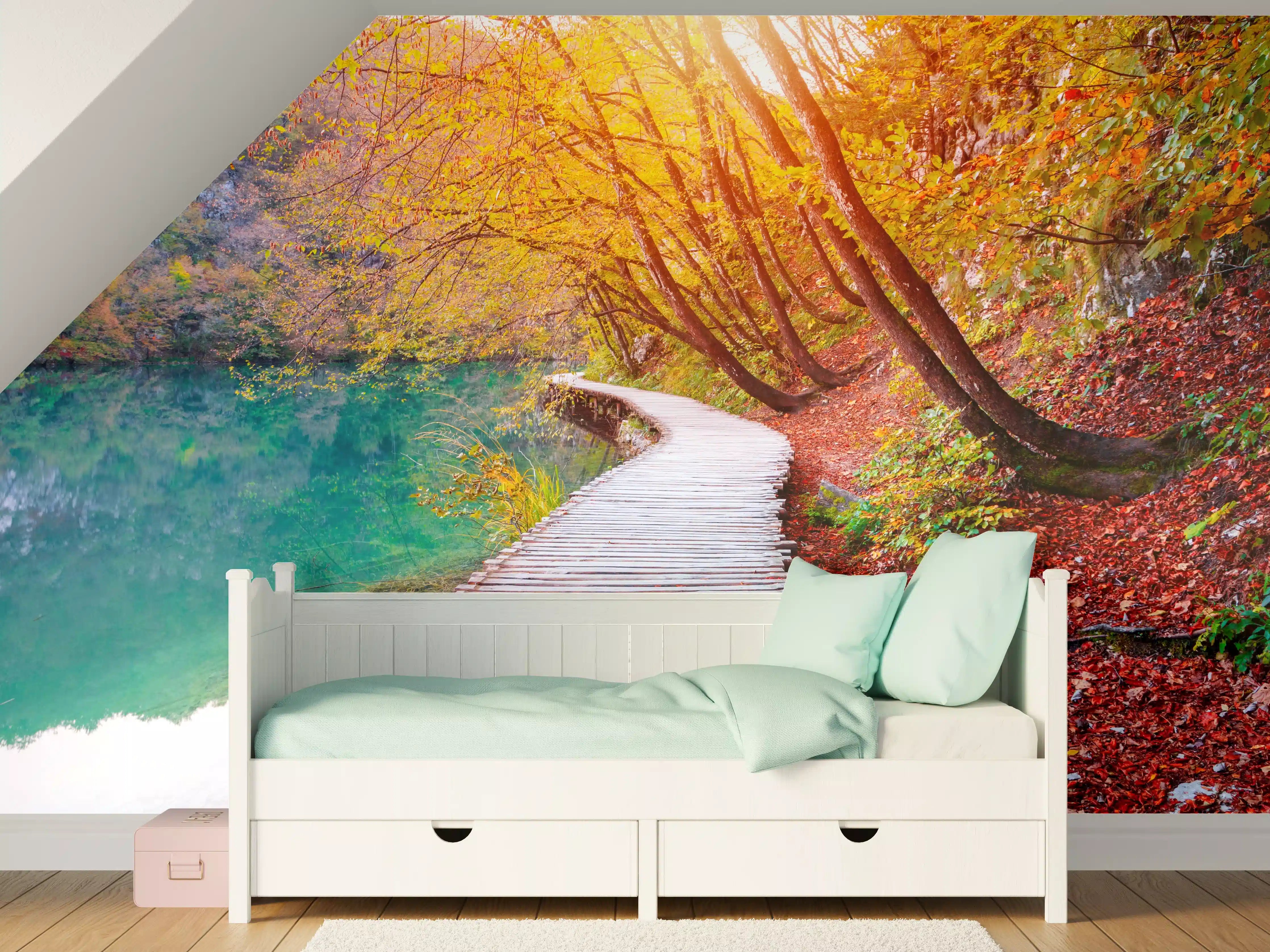 Kinderzimmer Wandgestaltung - Die berühmten Plitvicer Seen im Herbst