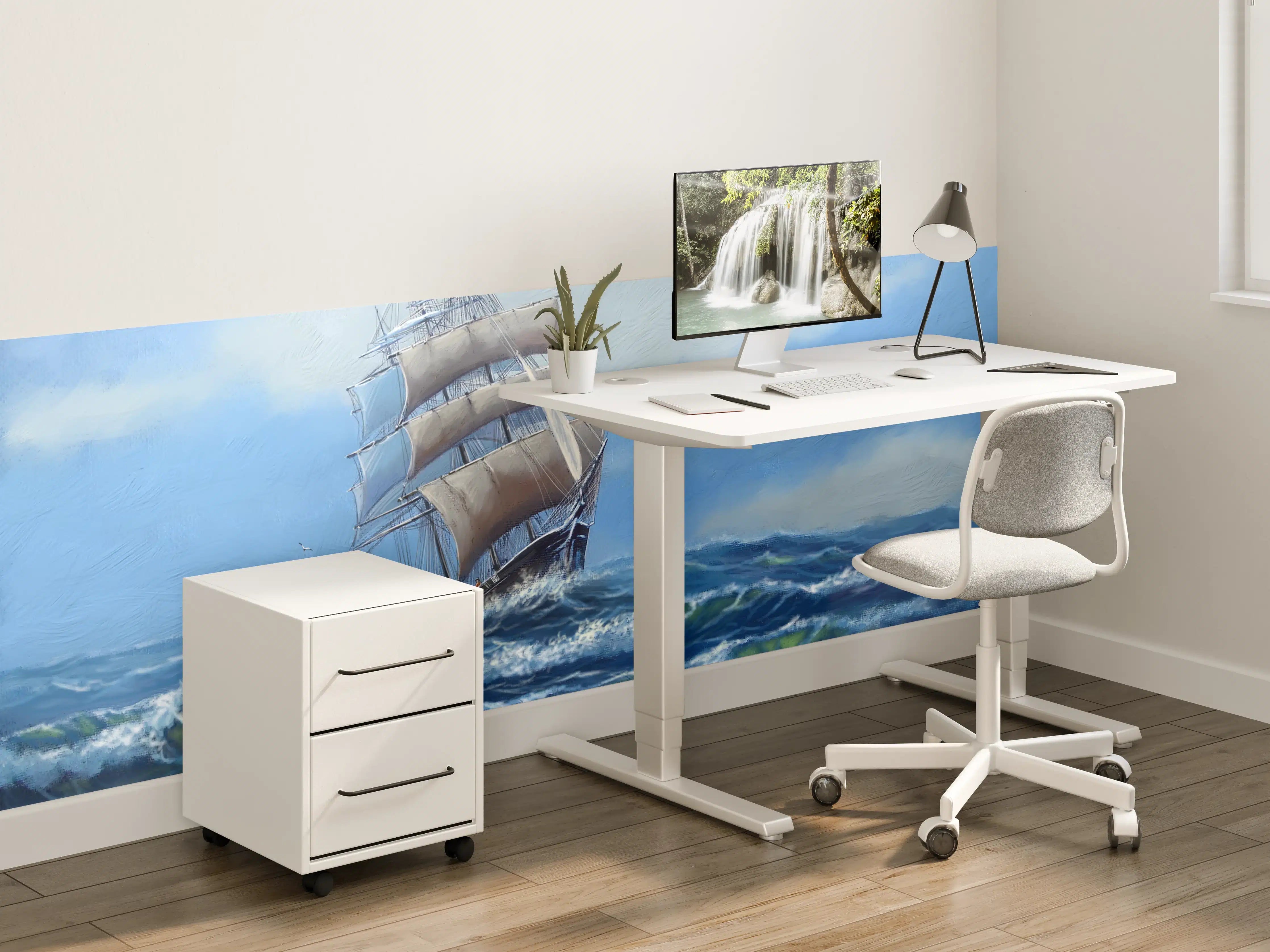 Kinderzimmer Wandgestaltung - Dramatisches Segelschiff auf rauer See