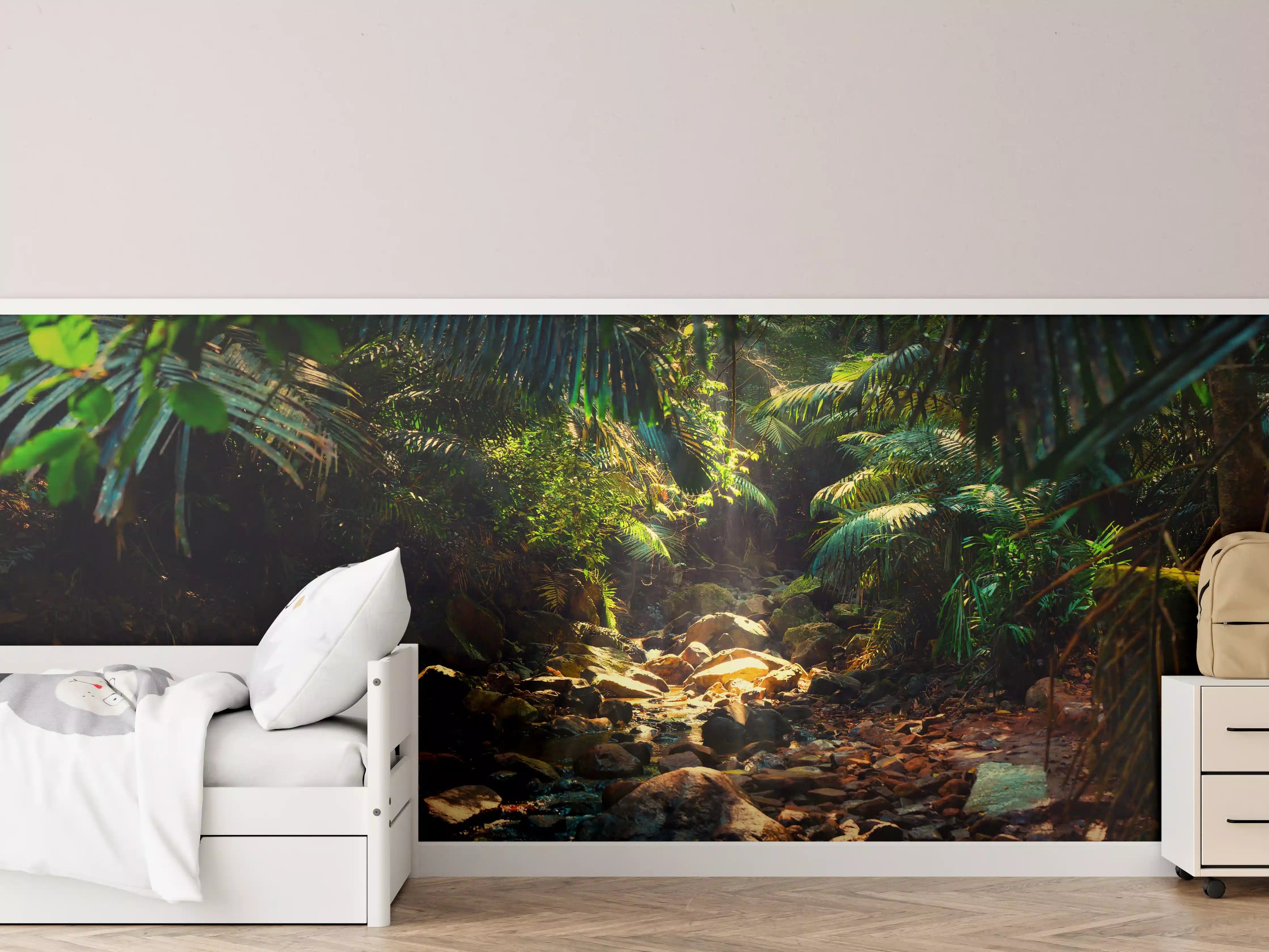 Kinderzimmer Wandgestaltung - Dschungel mit Wasserlauf