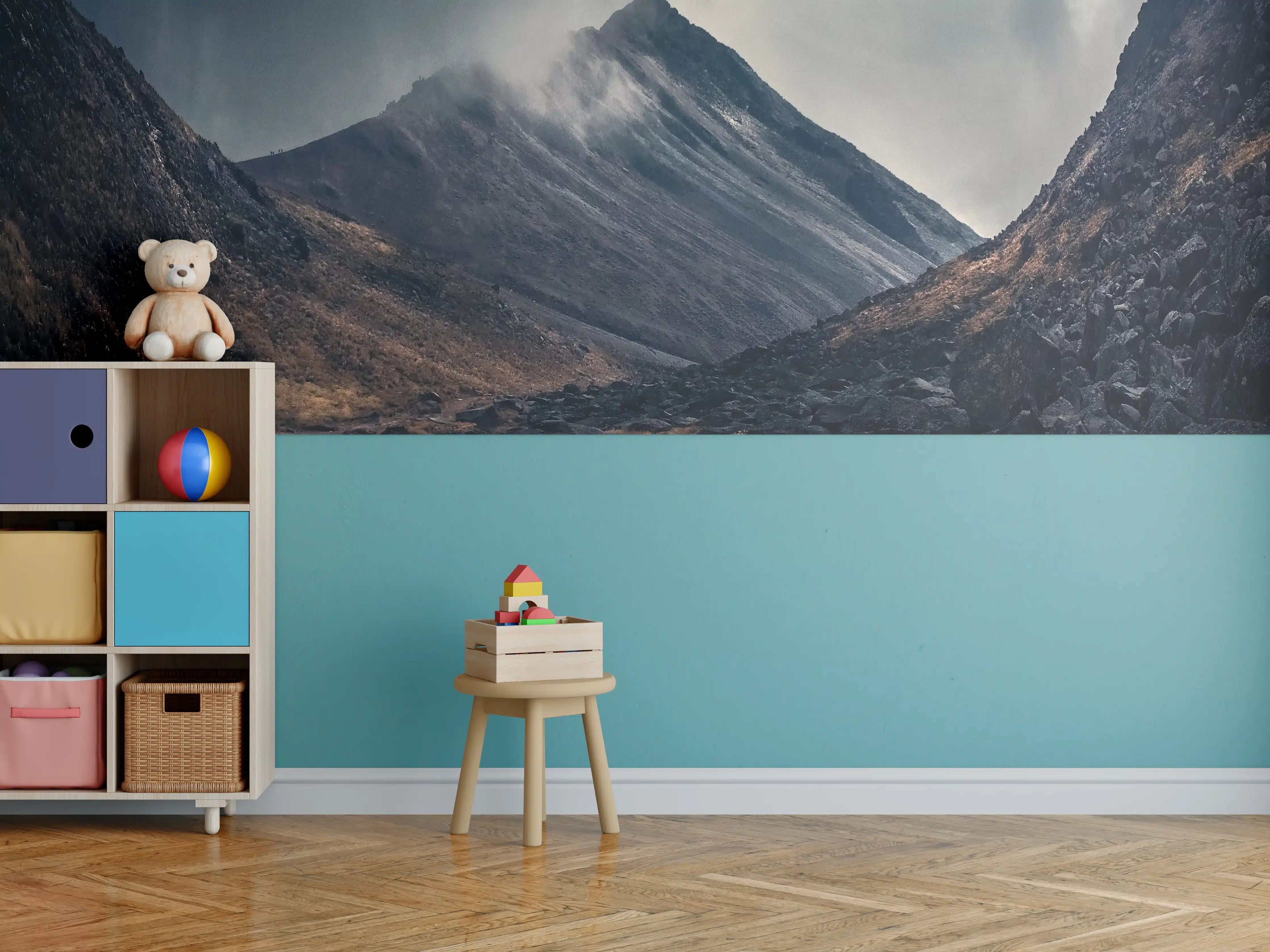 Kinderzimmer Wandgestaltung - Düstere Berglandschaft Naturdrama