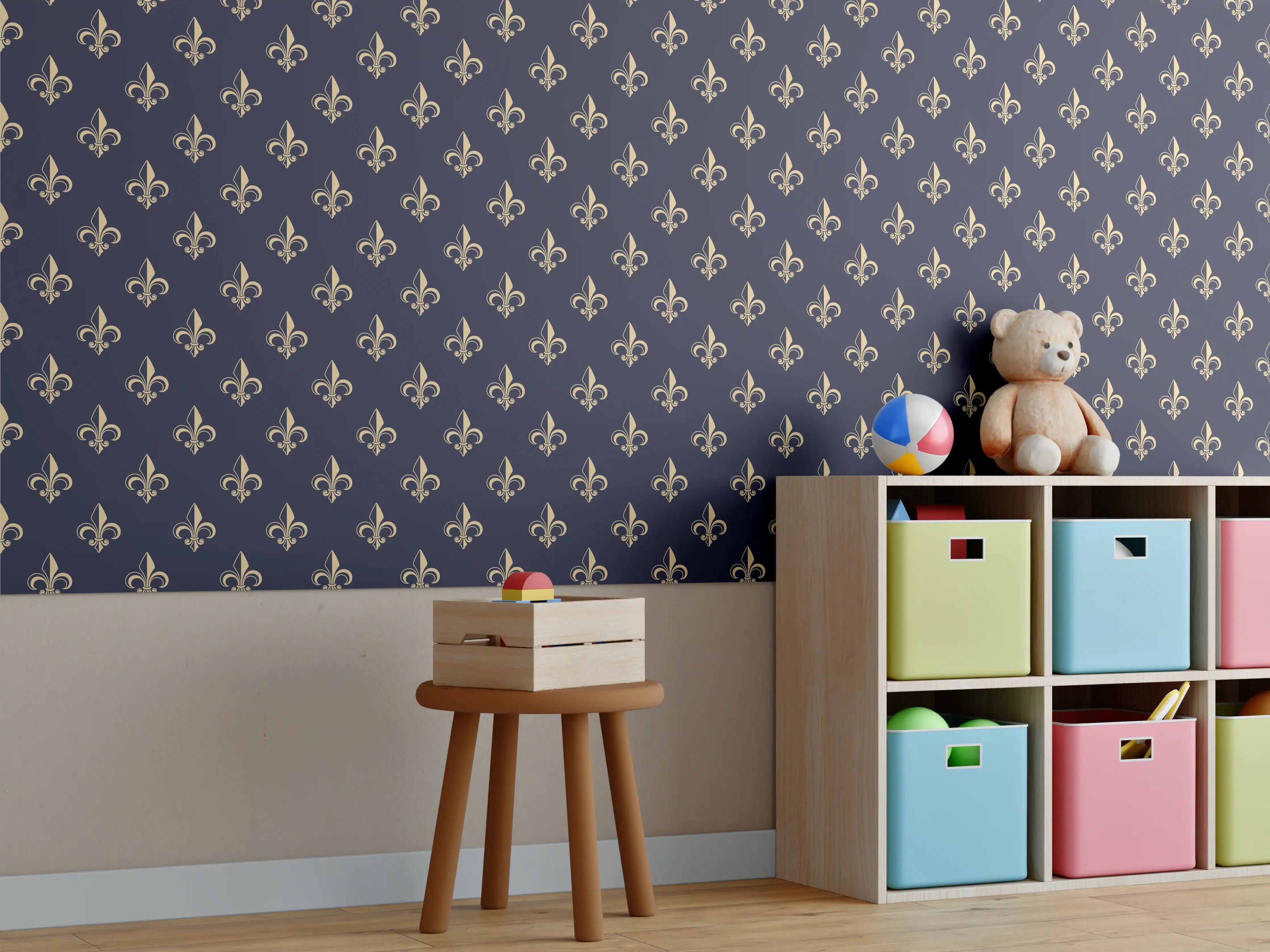 Kinderzimmer Wandgestaltung - Dunkelblaue Musterstruktur
