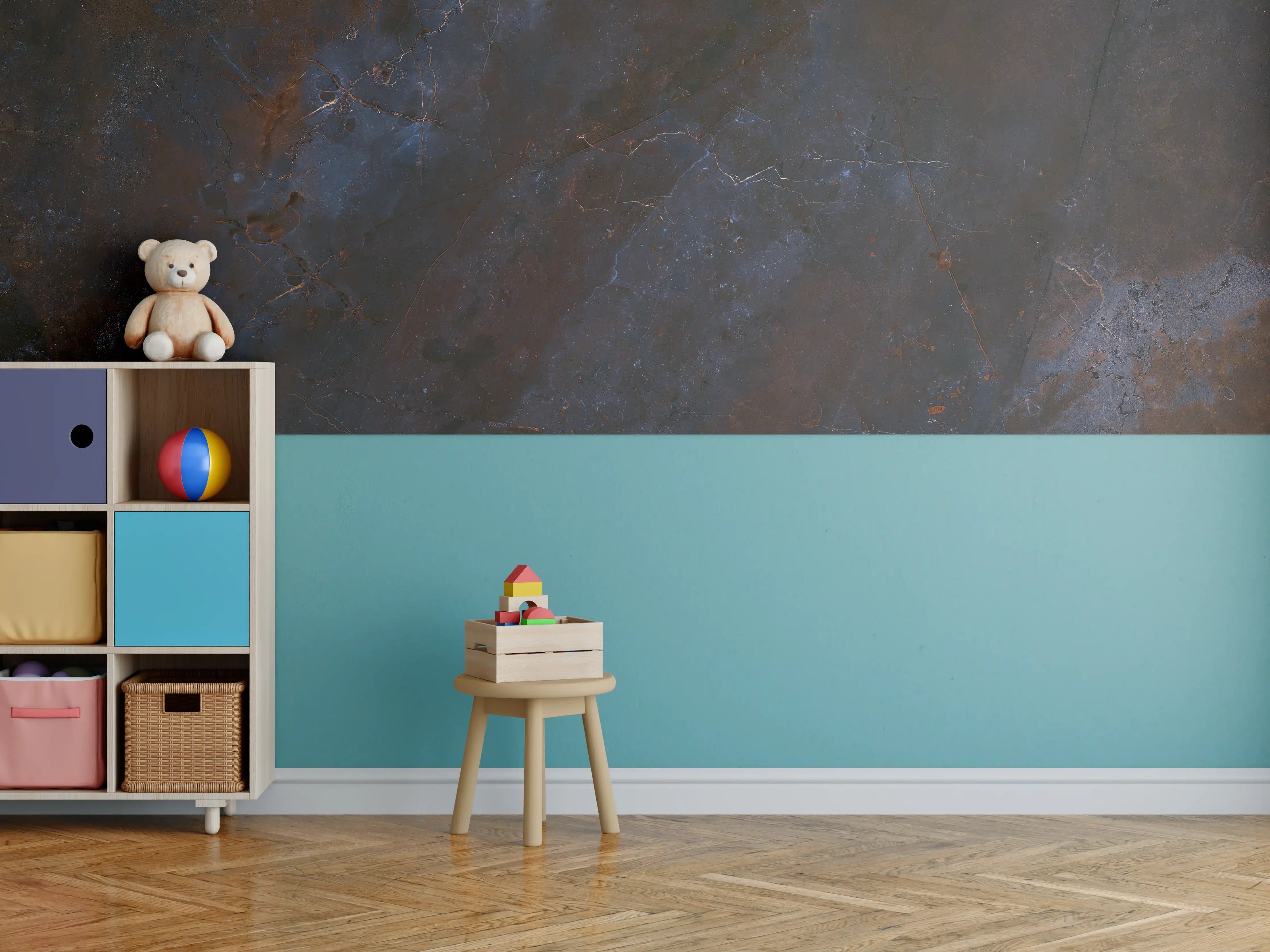 Kinderzimmer Wandgestaltung - Dunkelblauer schwarzer Schiefermarmor