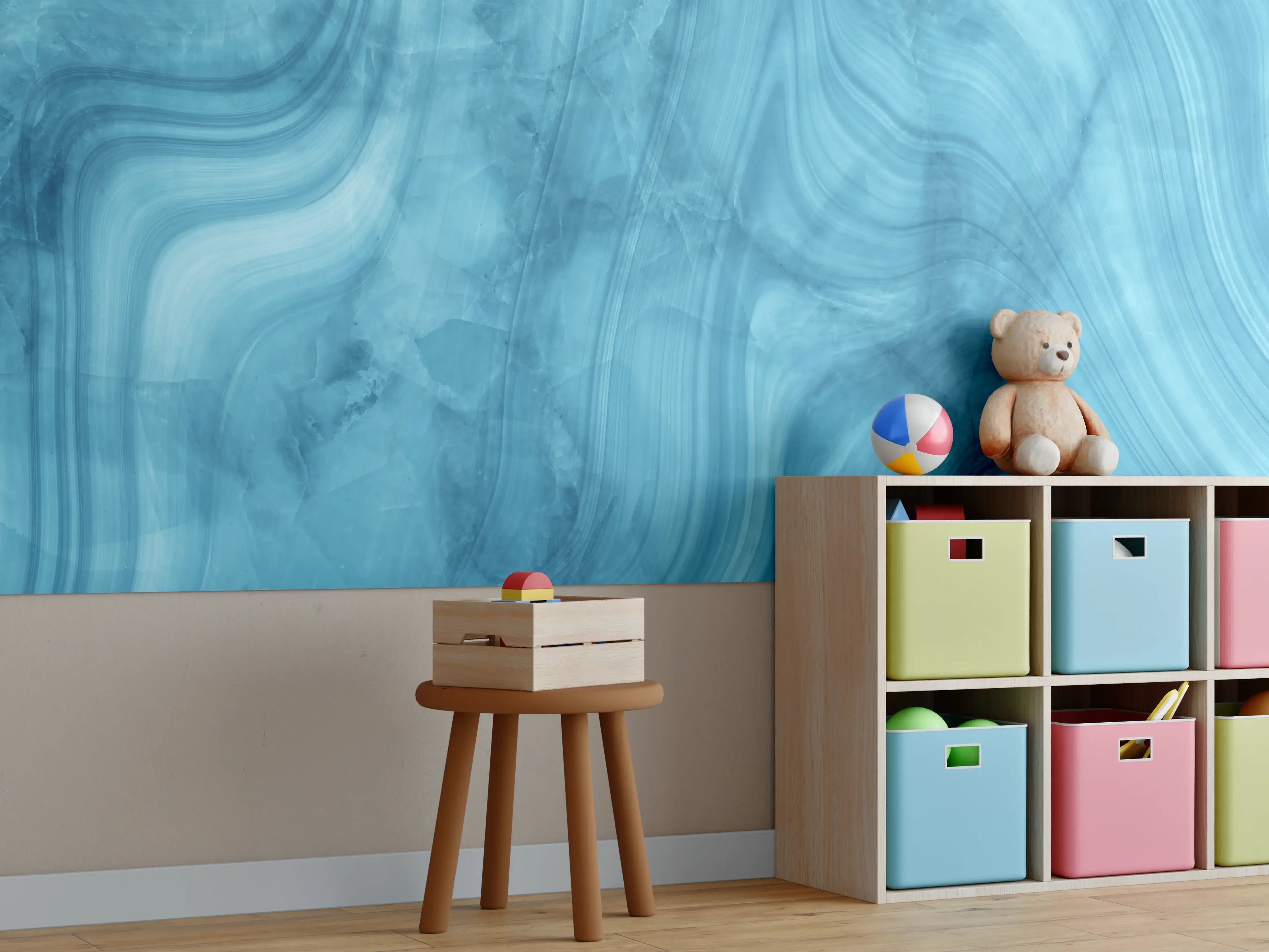 Kinderzimmer Wandgestaltung - Dunkelblaues Marmor Muster