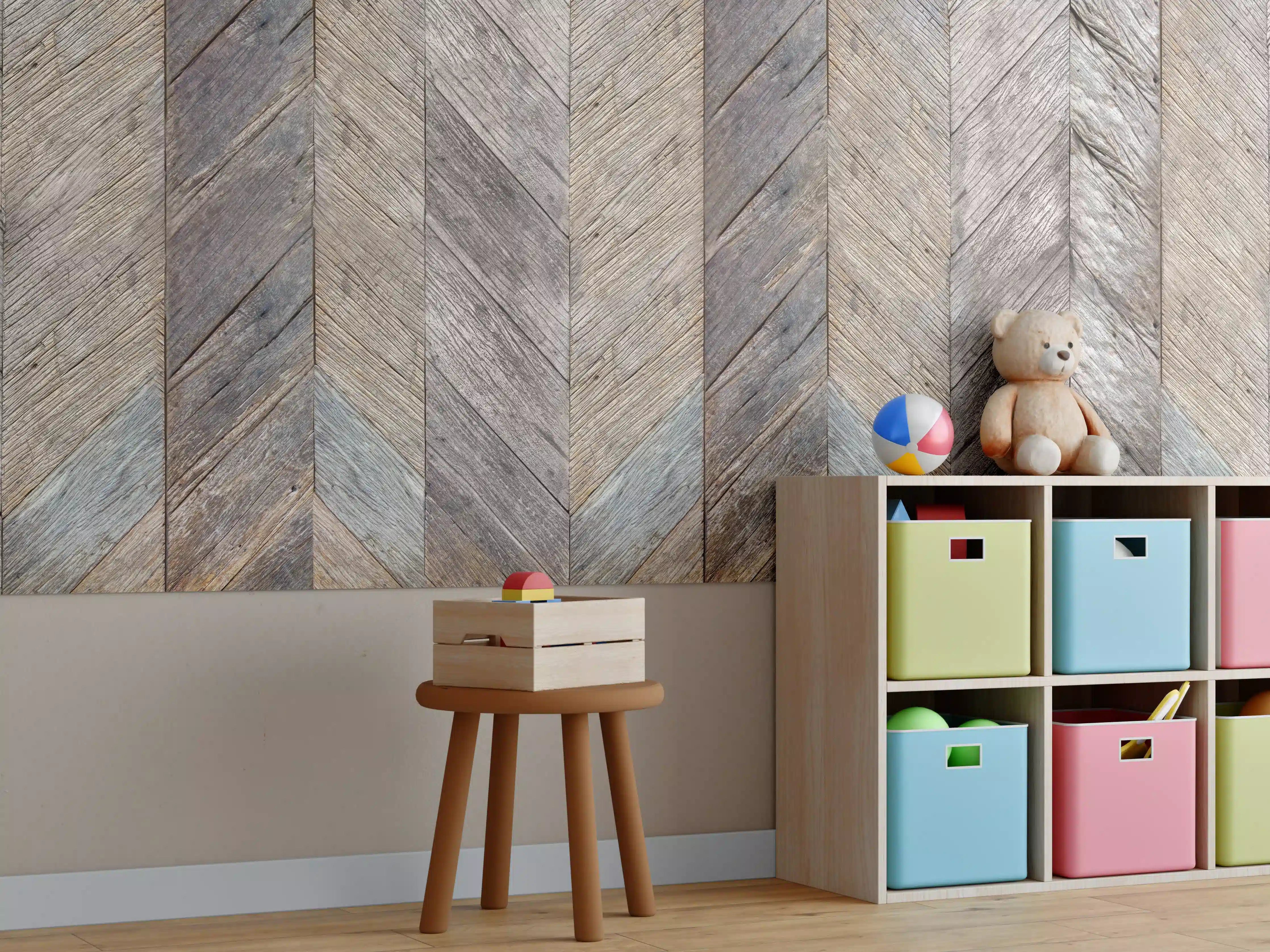 Kinderzimmer Wandgestaltung - Dunkelbraun rustikalen harten Holzoberfläche