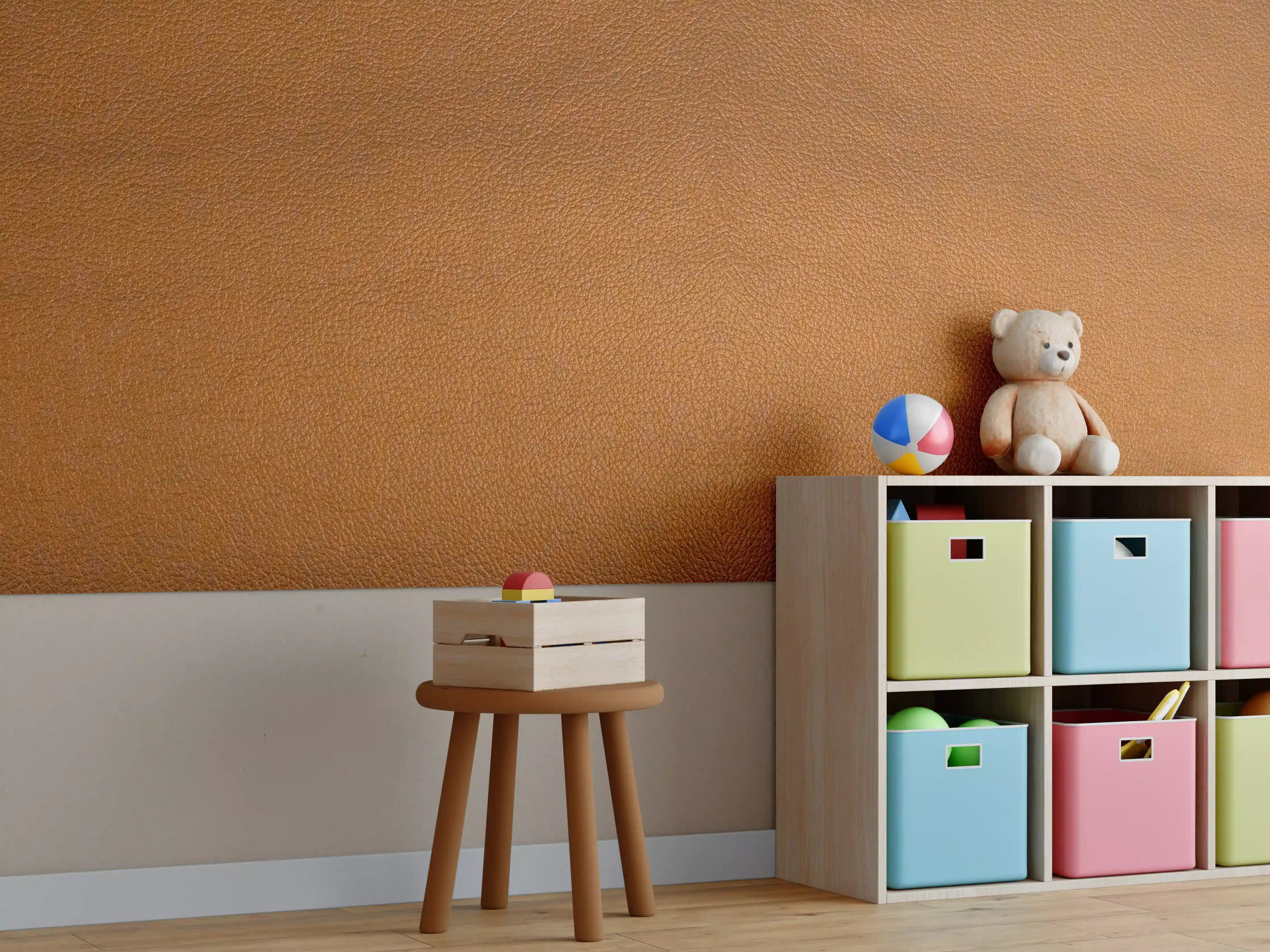 Kinderzimmer Wandgestaltung - Dunkelbraune Leder Textur
