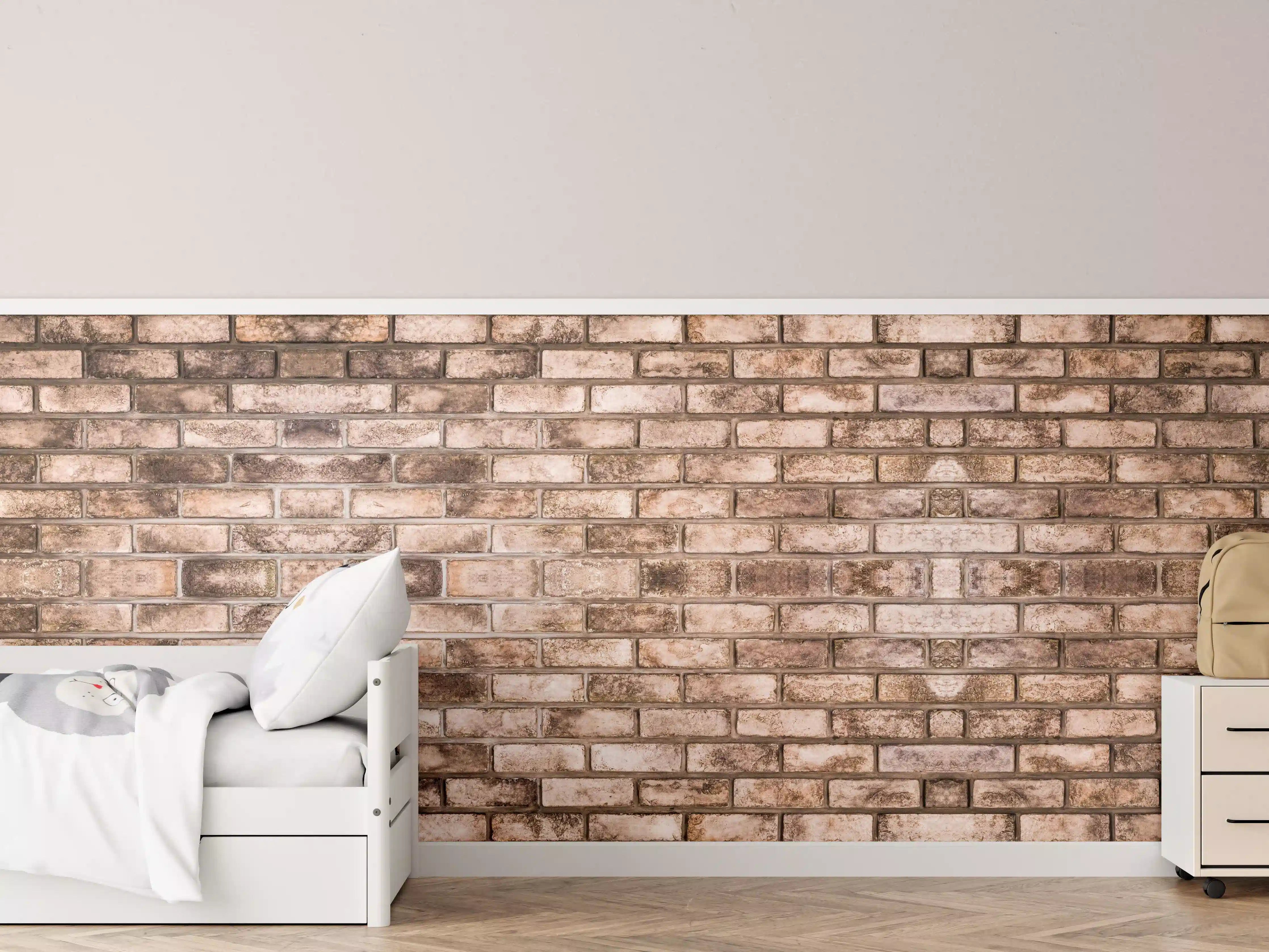 Kinderzimmer Wandgestaltung - Dunkelbraune Steinmauer