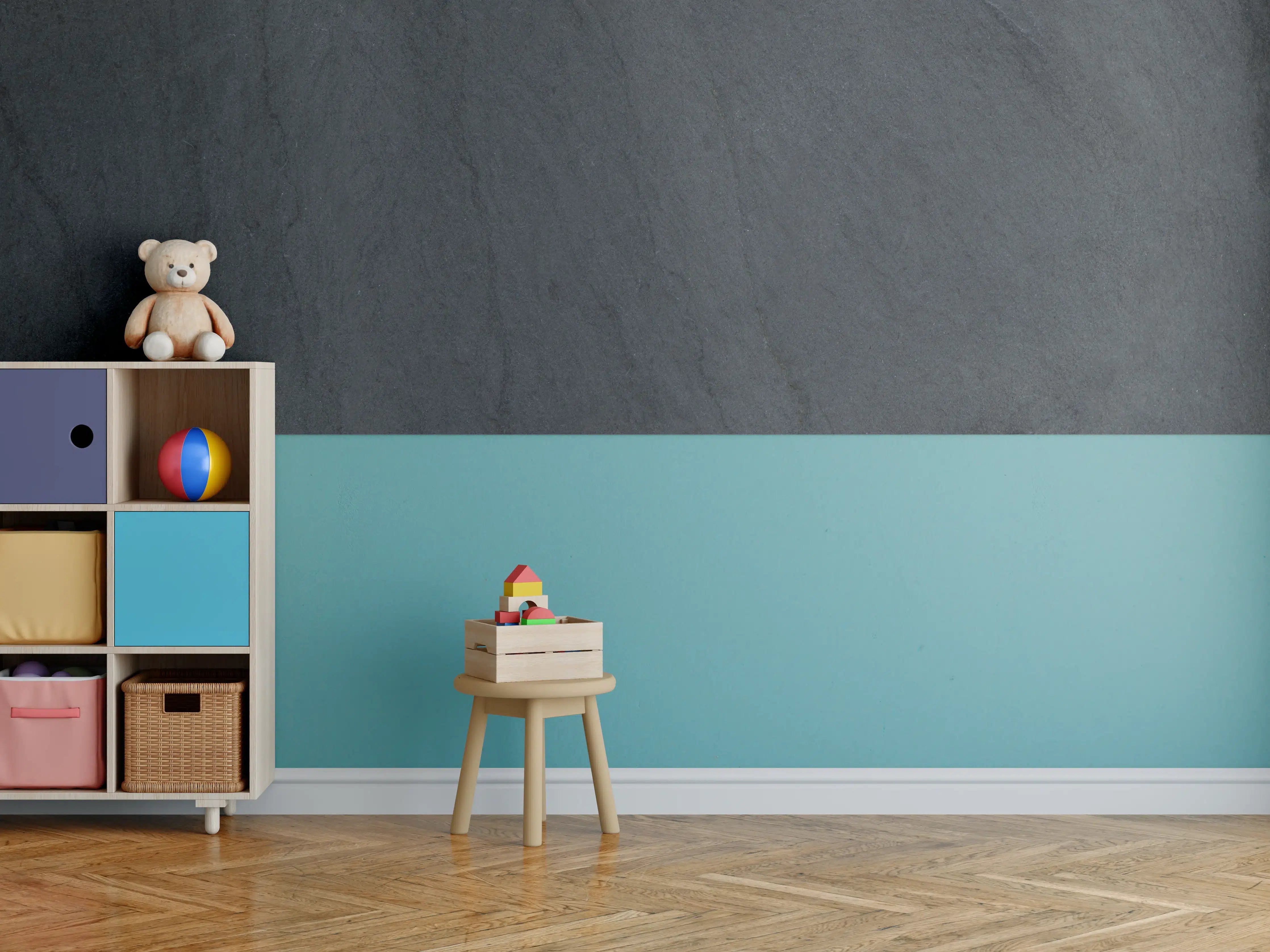 Kinderzimmer Wandgestaltung - Dunkelgrauer Schiefer