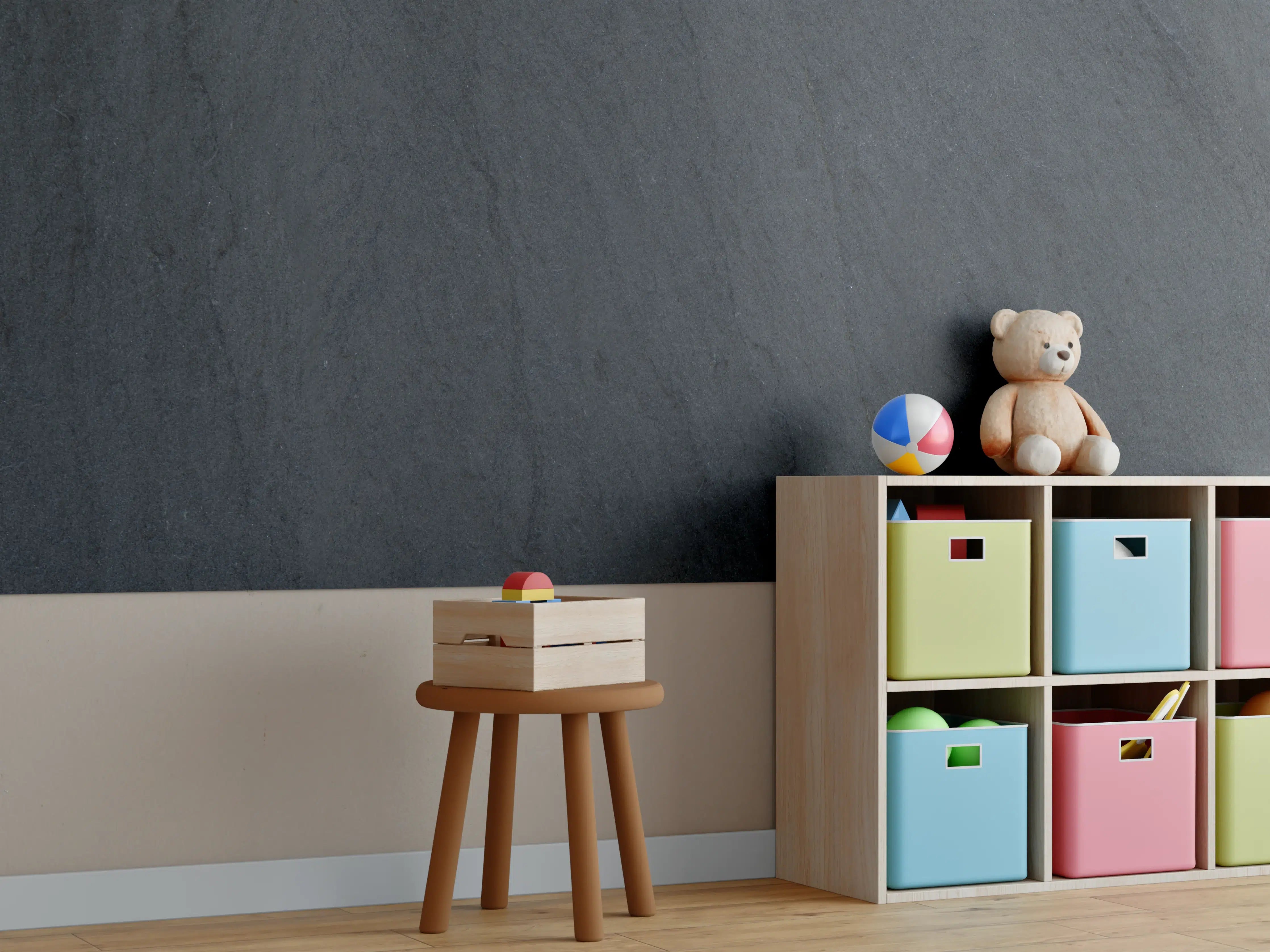 Kinderzimmer Wandgestaltung - Dunkelgrauer Schiefer