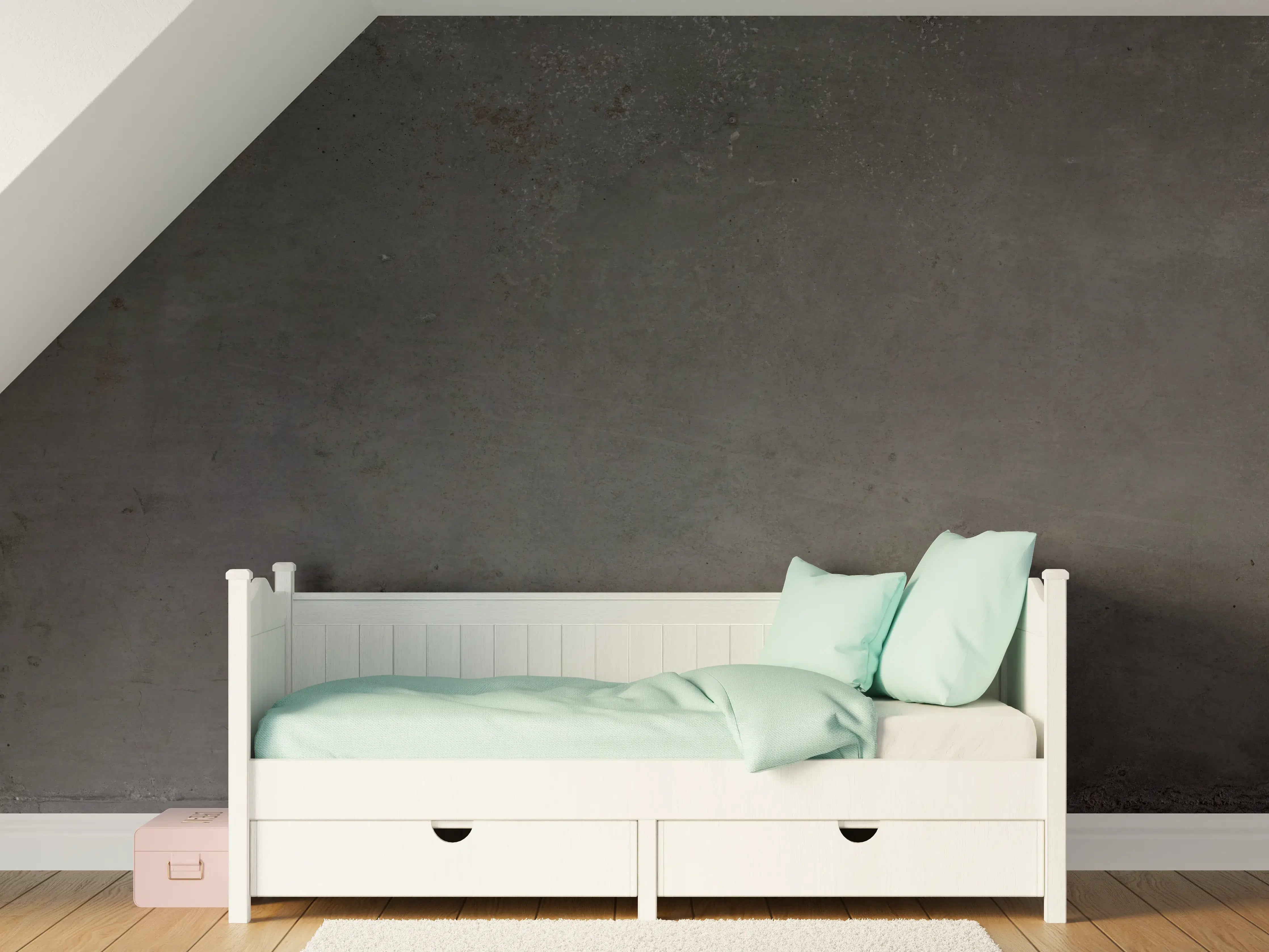 Kinderzimmer Wandgestaltung - Dunkle Betonoptik mit strukturierter Oberfläche