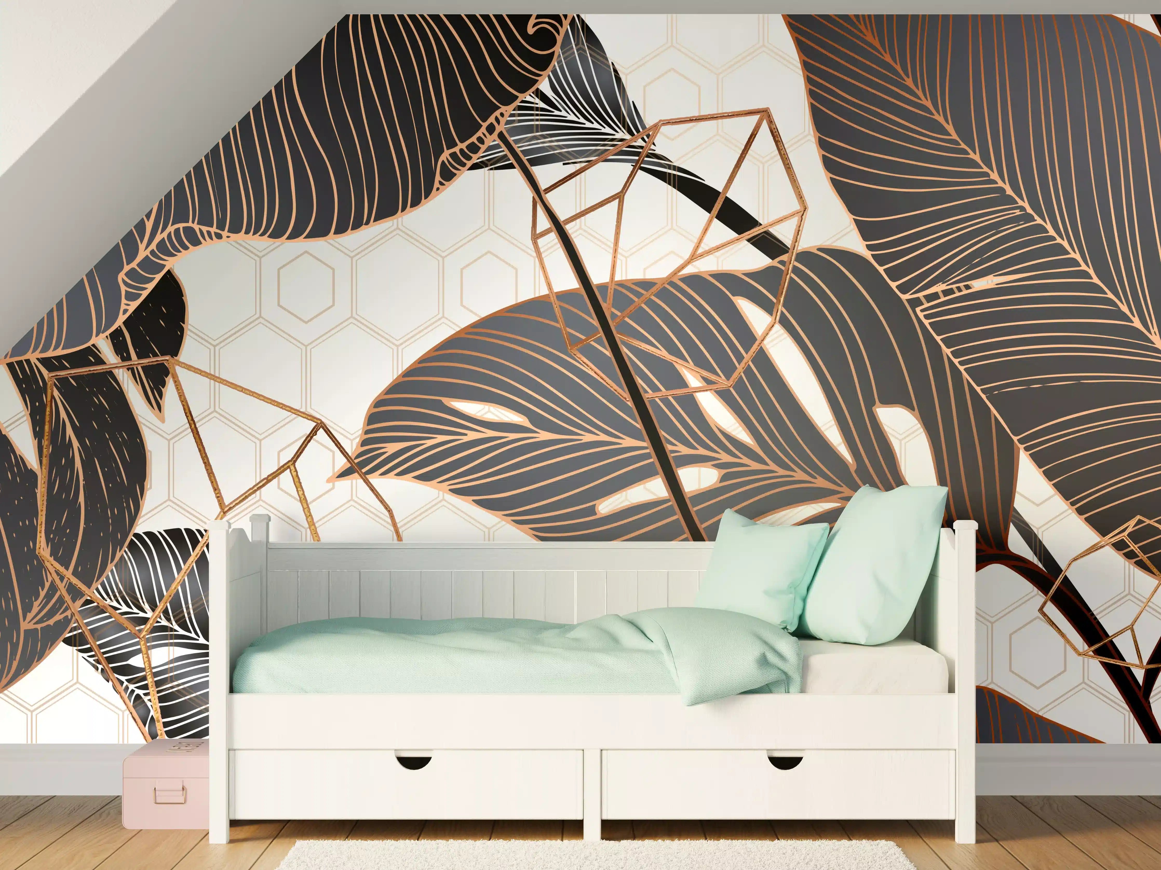 Kinderzimmer Wandgestaltung - Dunkle Blätter im Dschungel