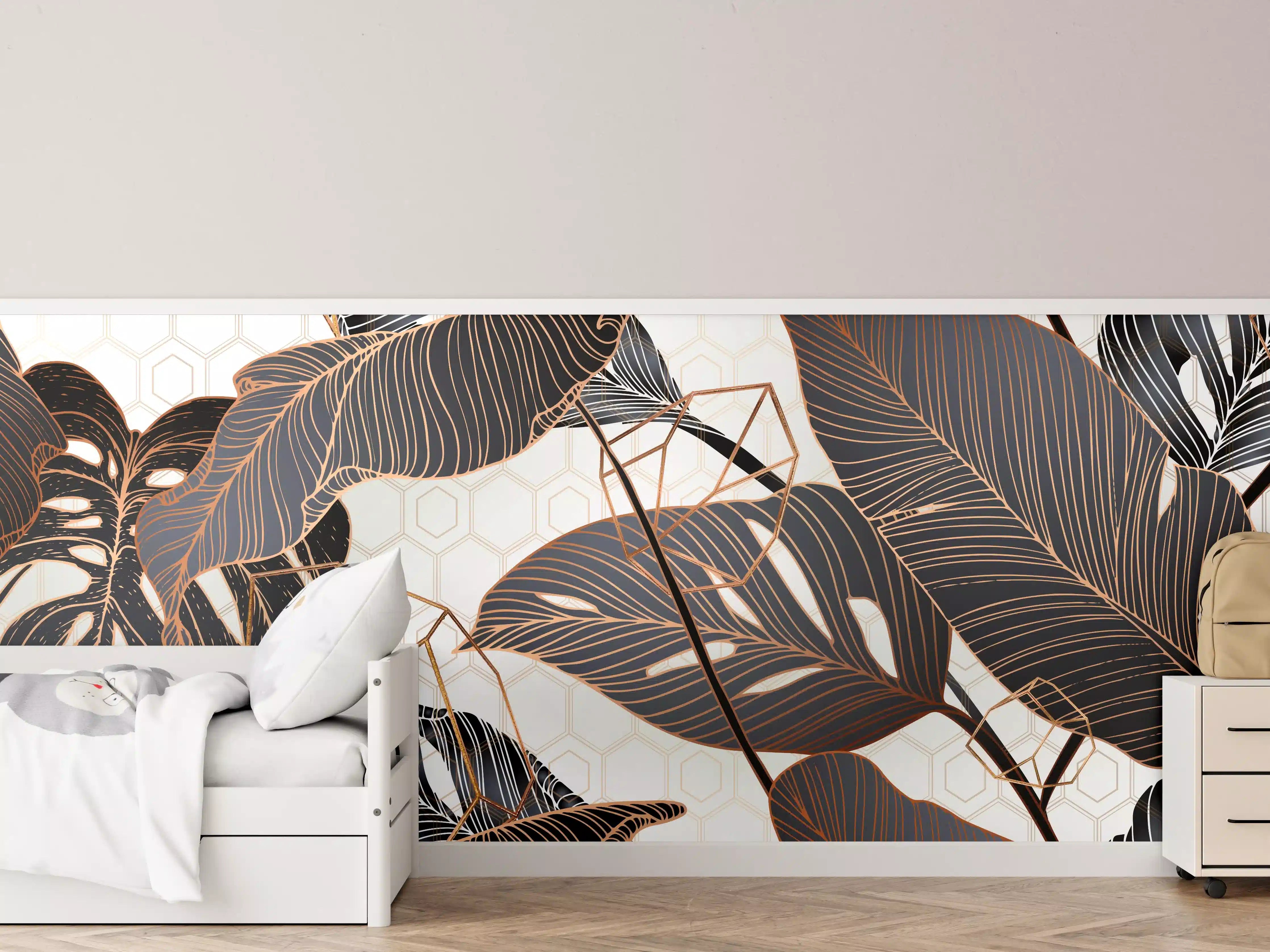 Kinderzimmer Wandgestaltung - Dunkle Blätter im Dschungel