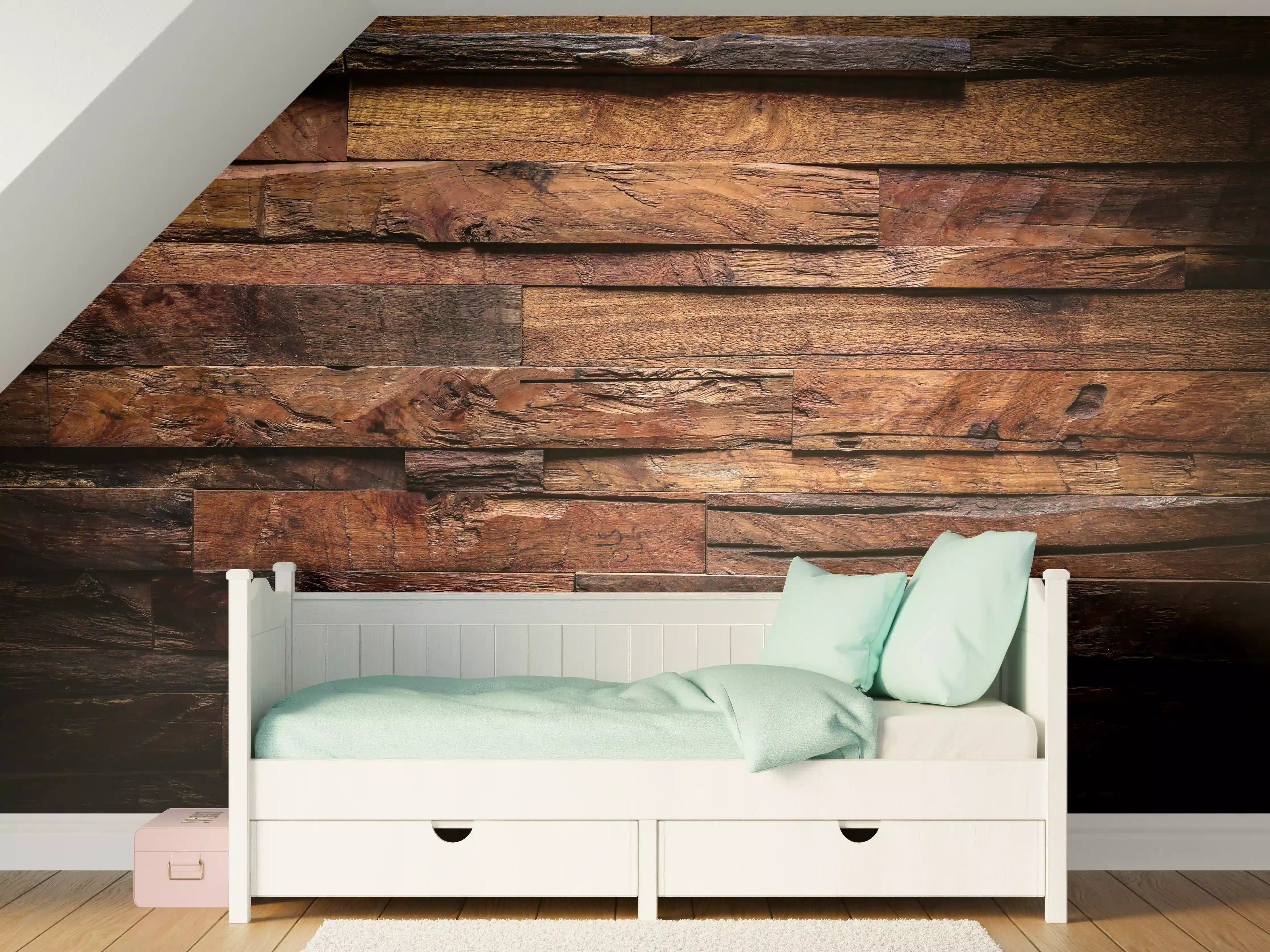 Kinderzimmer Wandgestaltung - Dunkle Holztextur