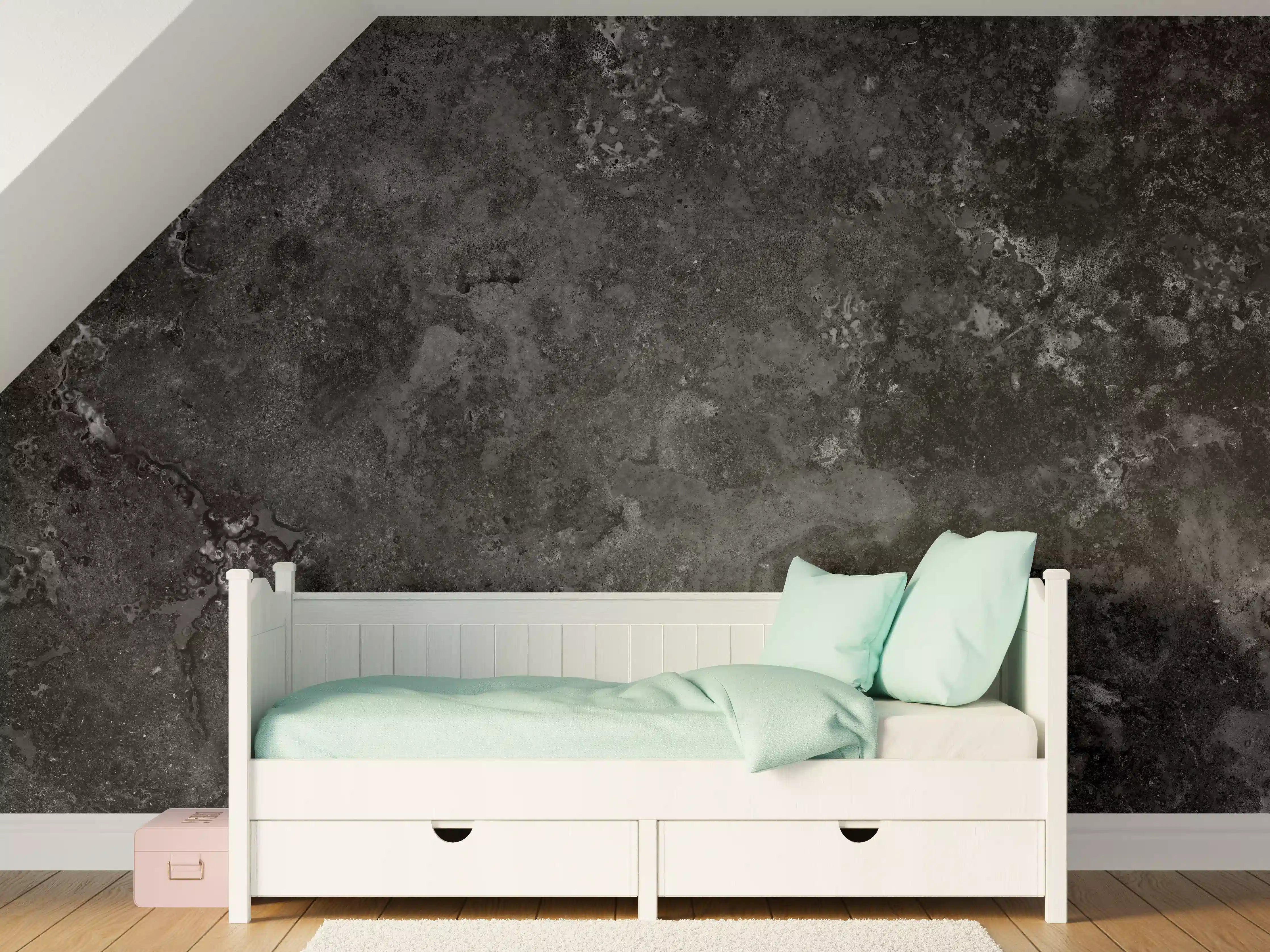 Kinderzimmer Wandgestaltung - Dunkle Marmorstruktur im Nahaufnahme