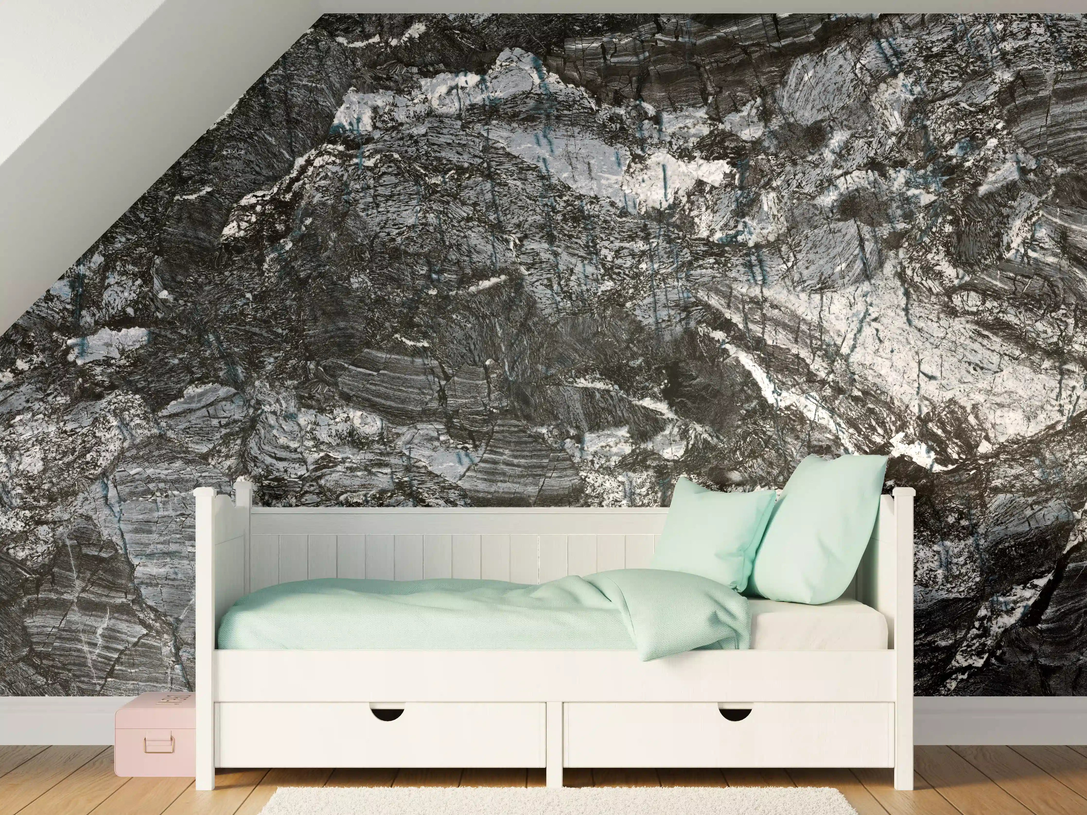 Kinderzimmer Wandgestaltung - Dunkle Naturstein-Textur