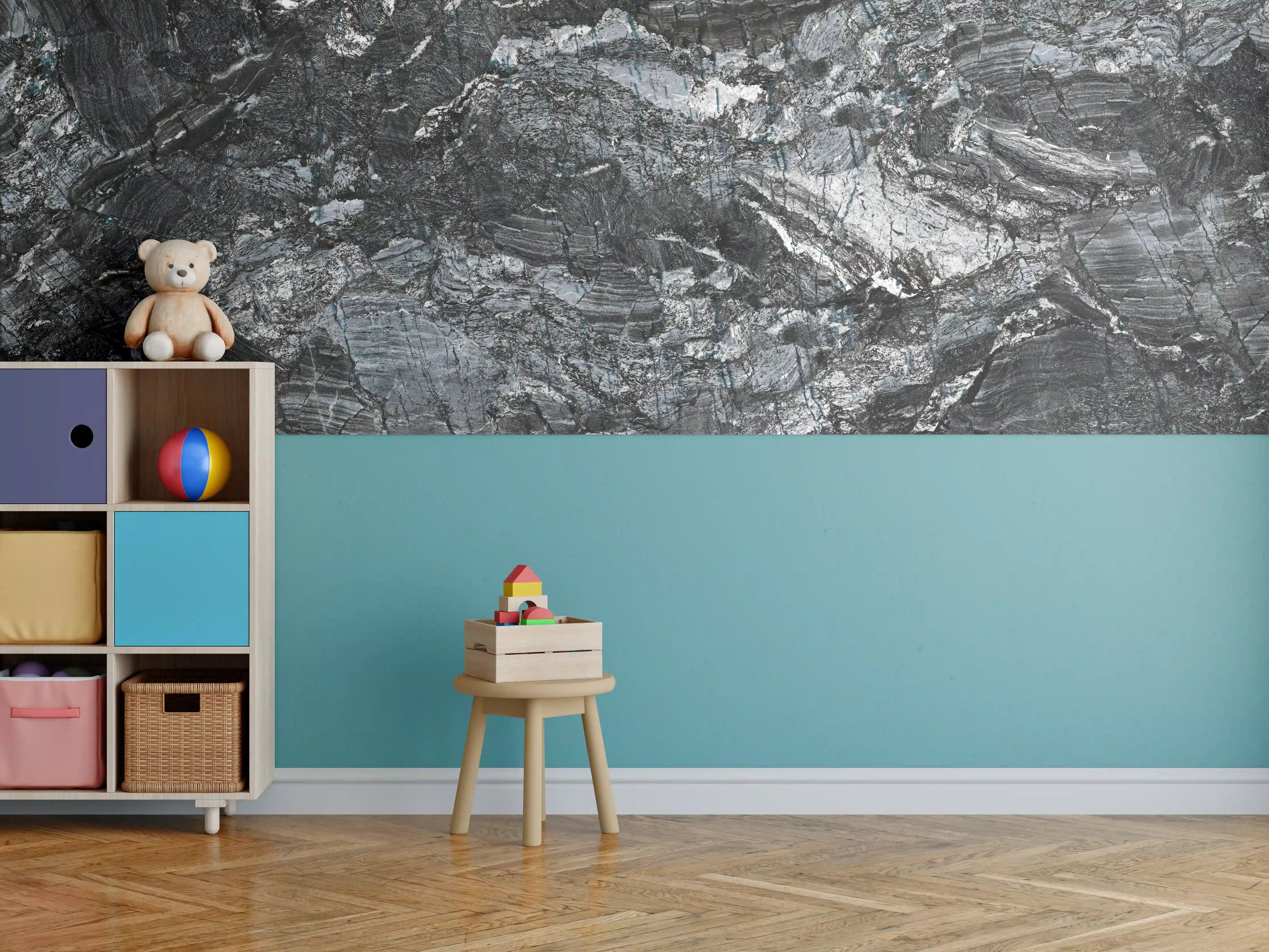 Kinderzimmer Wandgestaltung - Dunkle Naturstein-Textur