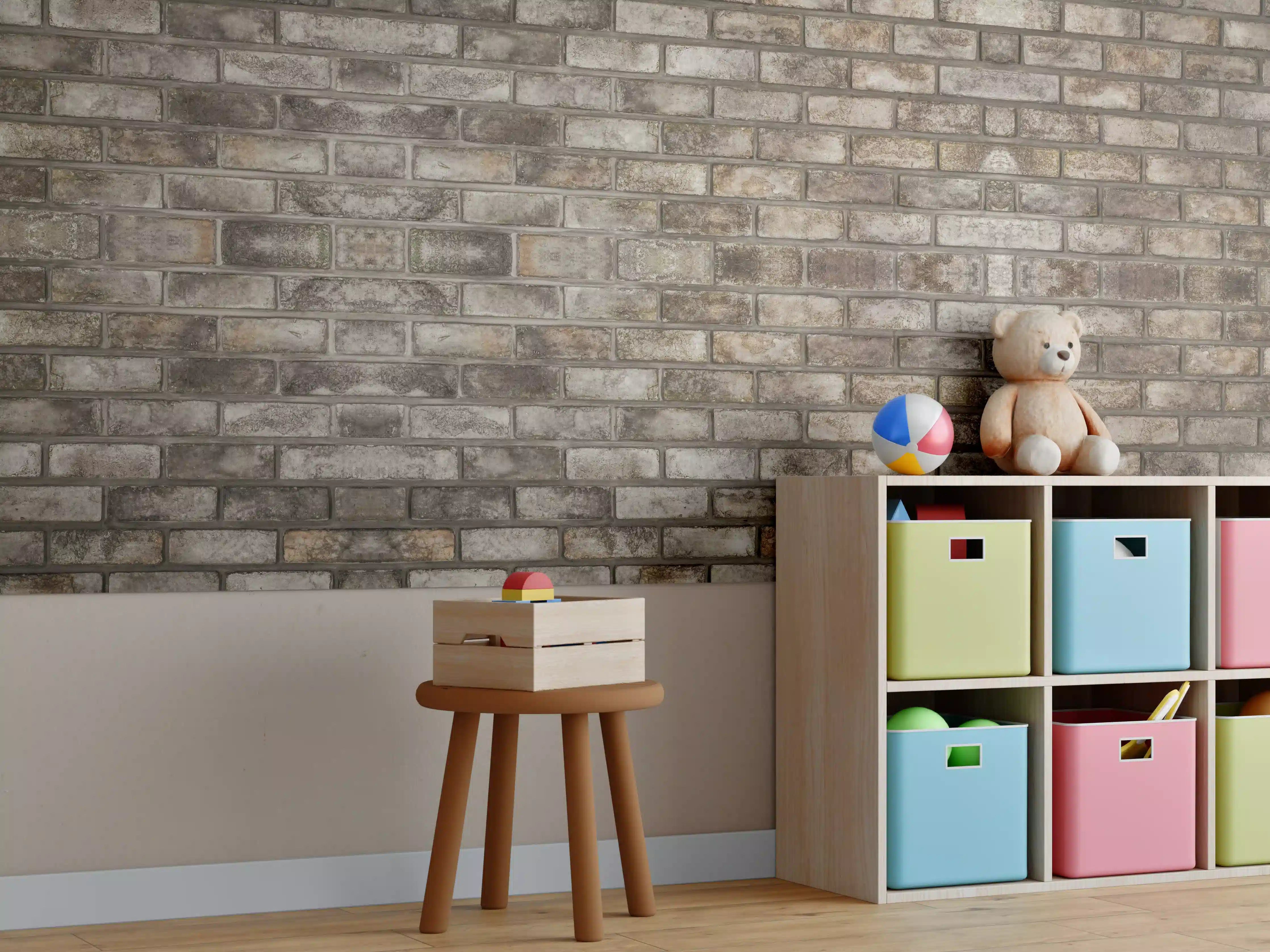 Kinderzimmer Wandgestaltung - Dunkle Steinmauer