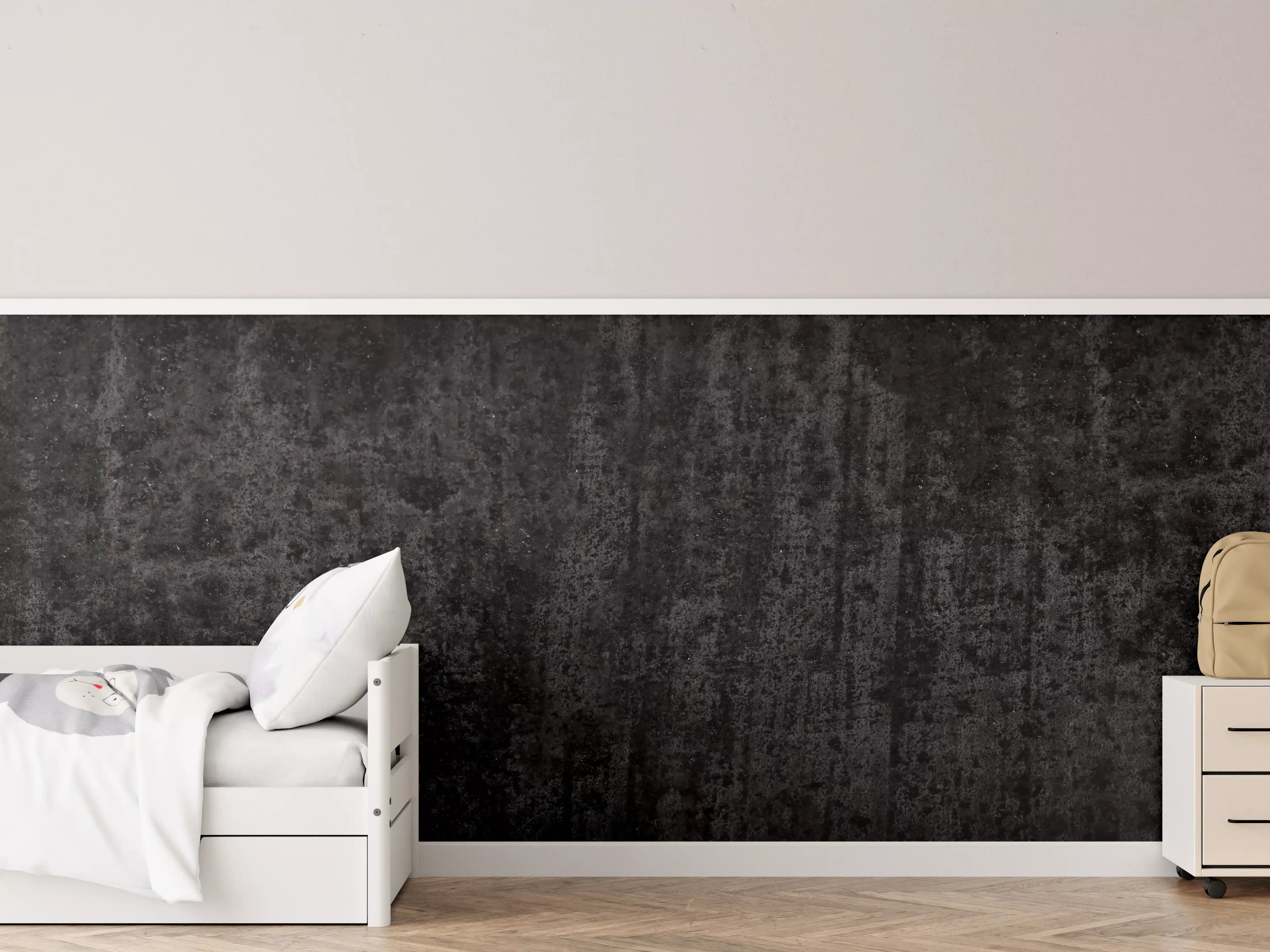Kinderzimmer Wandgestaltung - Dunkle Textur in Schwarz und Grau