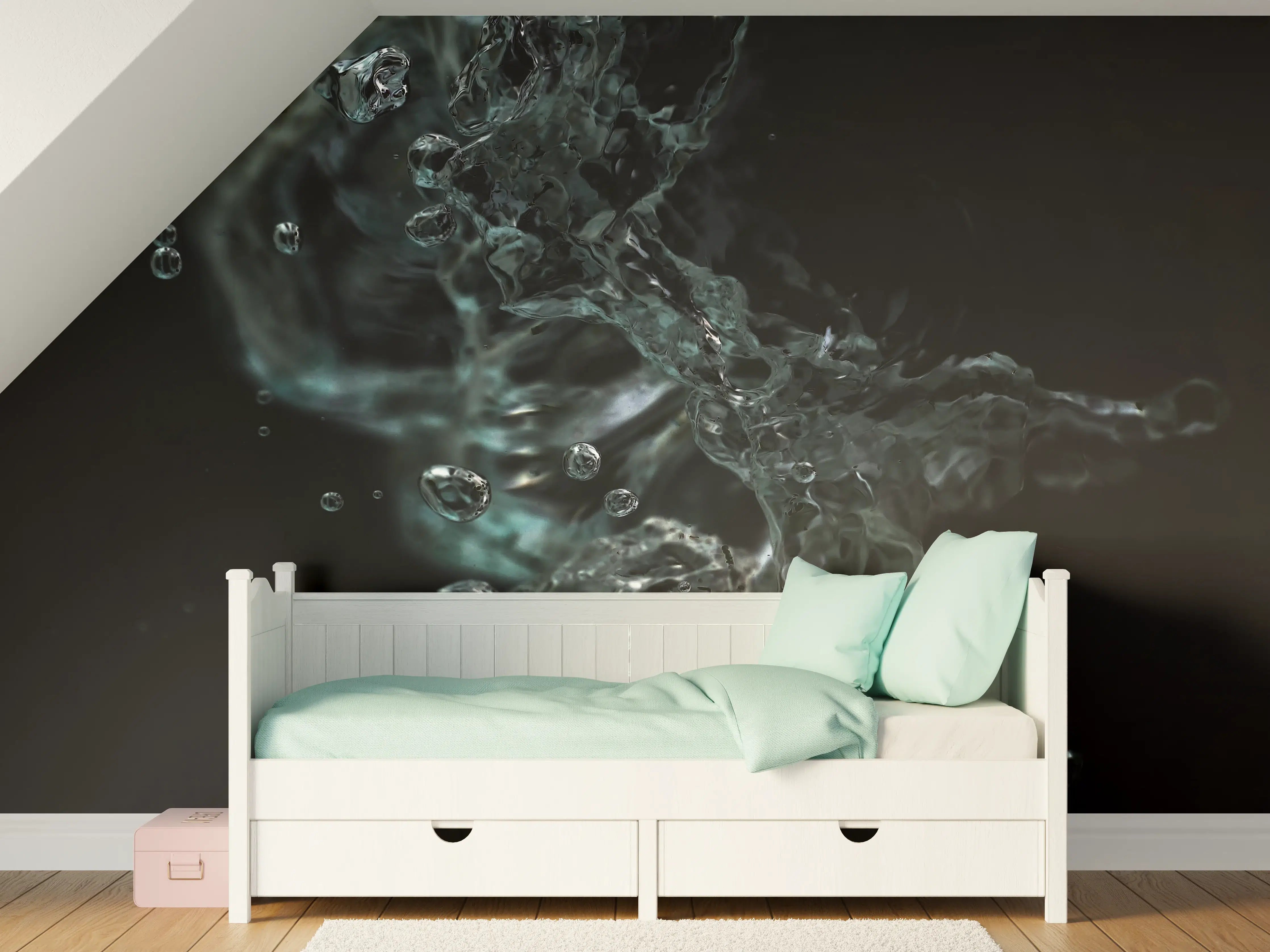 Kinderzimmer Wandgestaltung - Dunkle Wasserkunst Makro